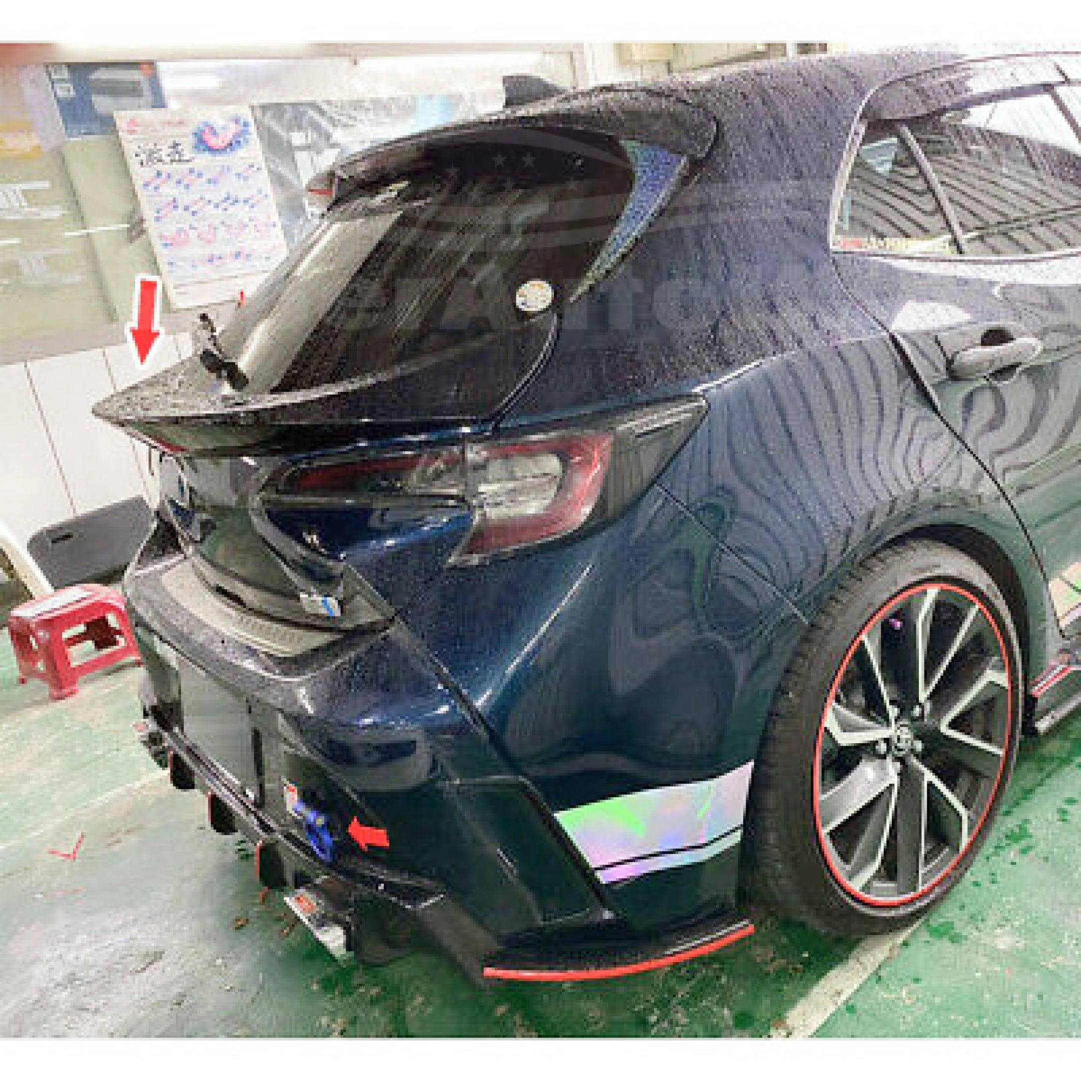 2019-2022 Toyota Corolla Hatchback - Rear Middle Trunk Spoiler - Gloss Black - Image 2
