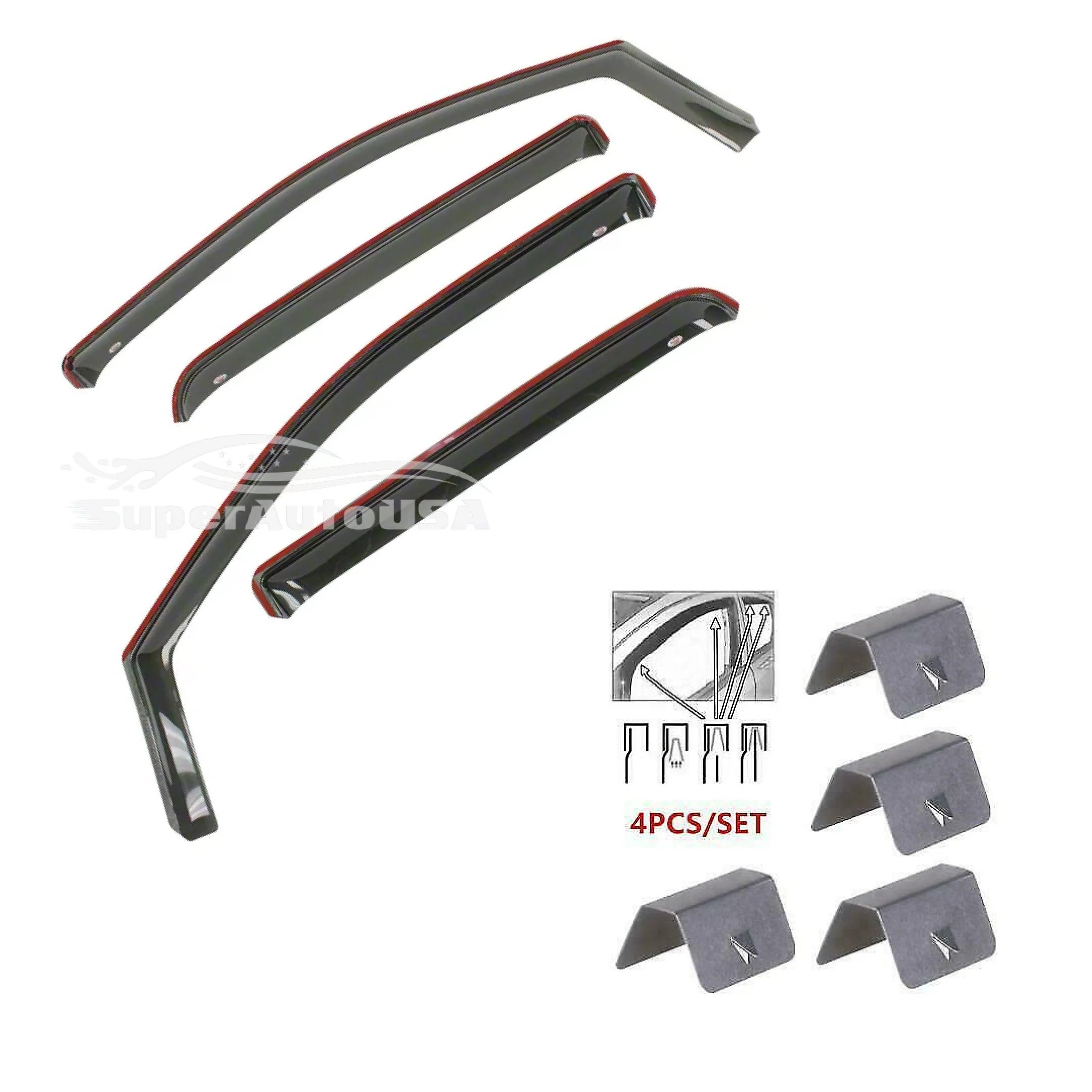 Fit 2019-2026 Toyota Corolla Hatchback In-Channel Vent Window Visors Rain Sun Wind Guards Shade Deflectors - Image 3