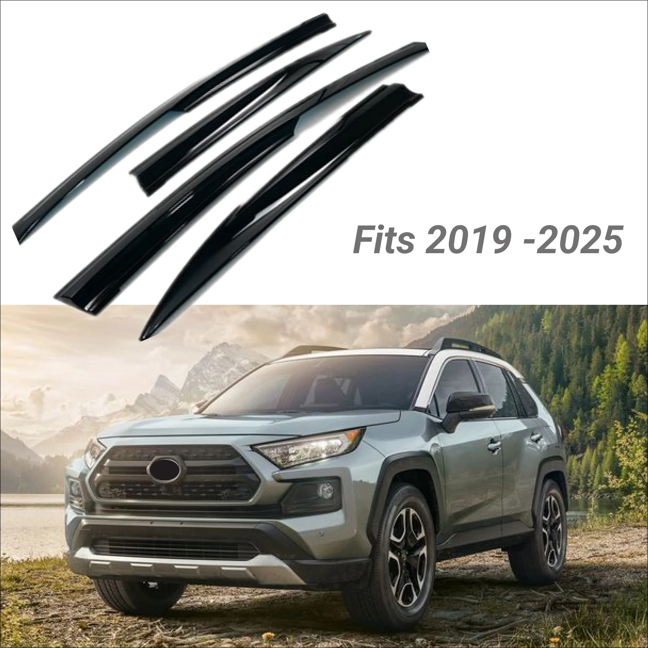 Fit 2019-2025 Toyota RAV4 In-Channel Vent Window Visors Rain Sun Wind Guards Shade Deflectors