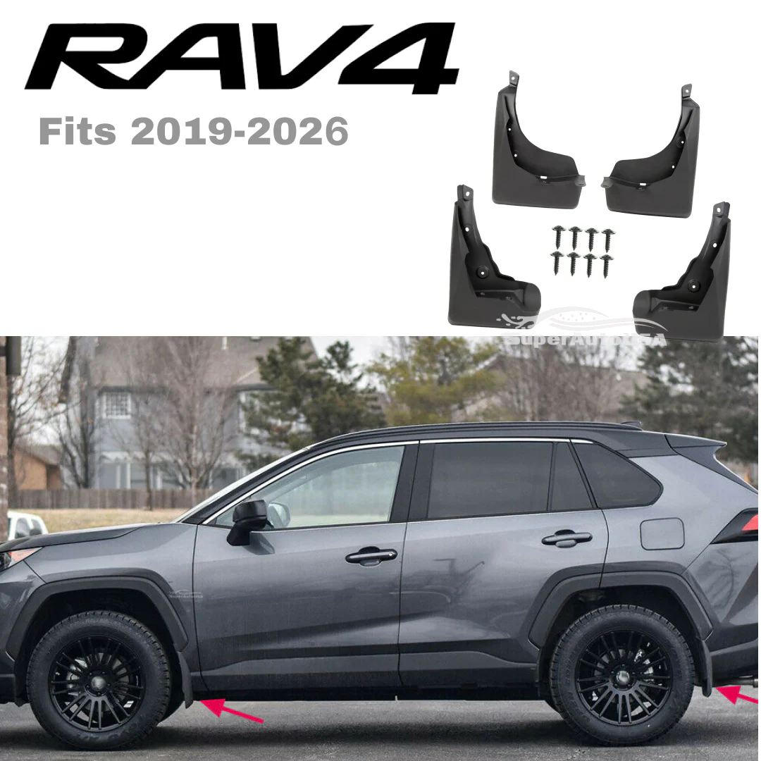 Fit 2019-2026 Toyota RAV4 Set of 4 Mud Flap Flaps Splash Guards Mudguards - Image 5