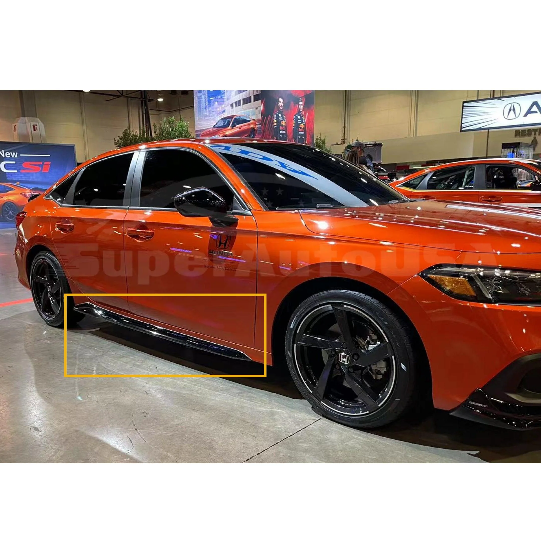 Fit 2022-2023 Honda Civic Side Body Skirt Kit Extensions (Unpainted Black) - Image 2