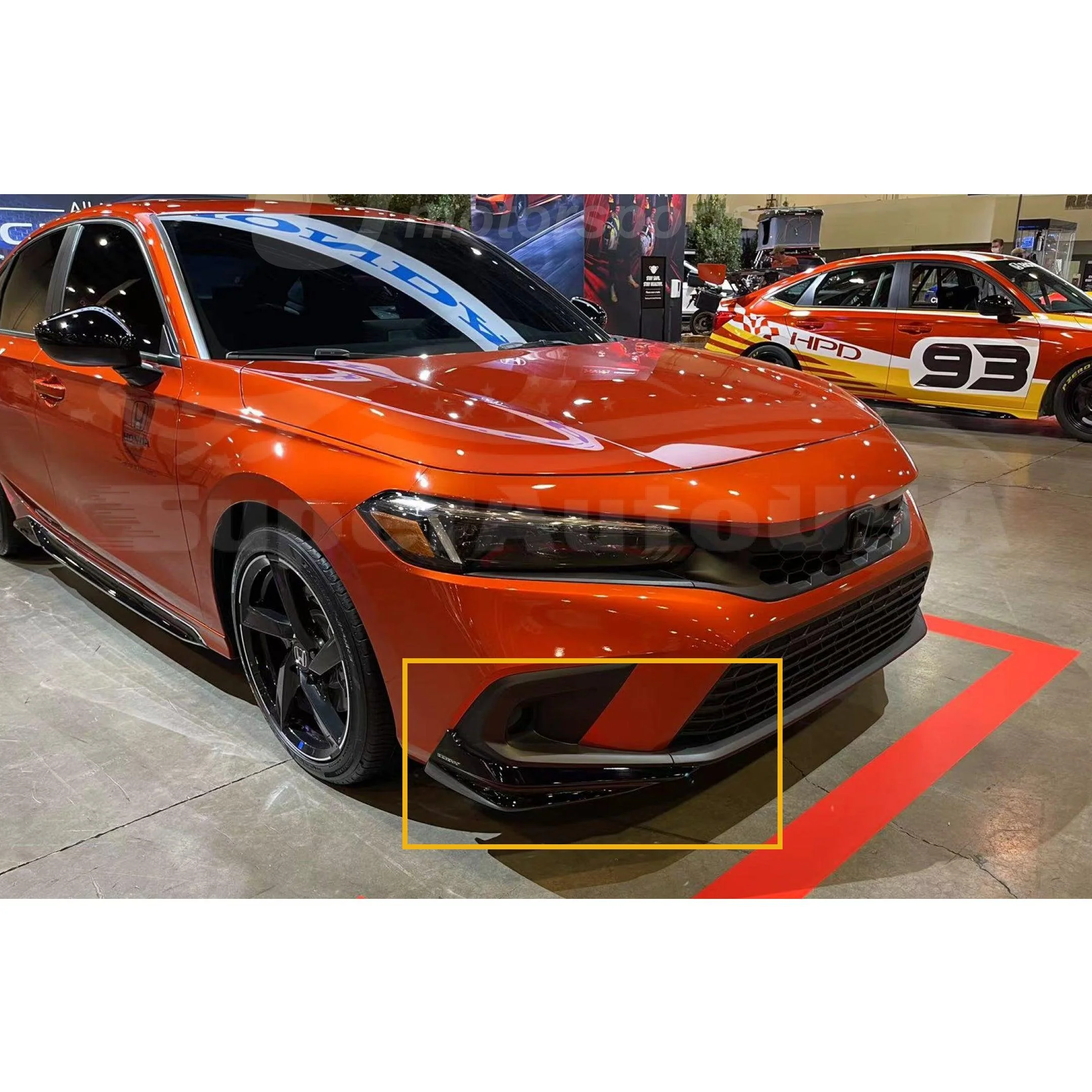 Fit 2022-2023 Honda Civic Side Body Skirts Front Corners Trim (Unpainted Black) - Image 3