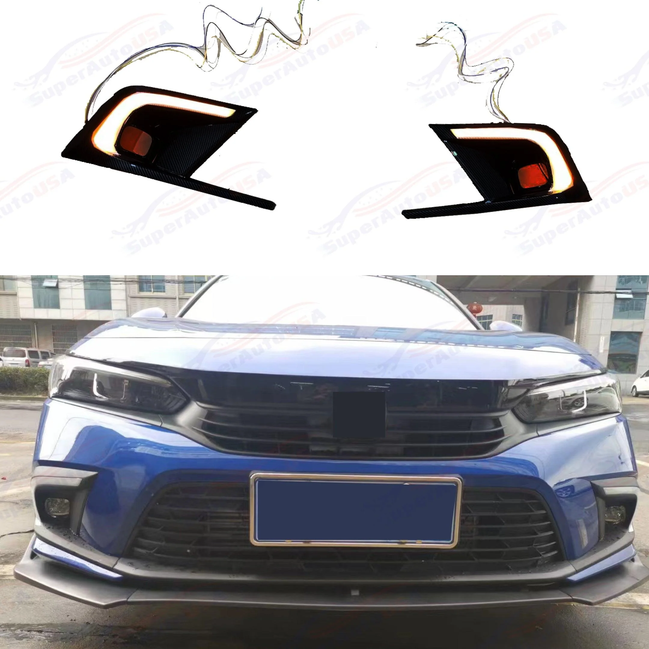 Fit 2022- Honda Civic C-Style LED lights Daytime Running Lights Head Lamp DRL - Image 3