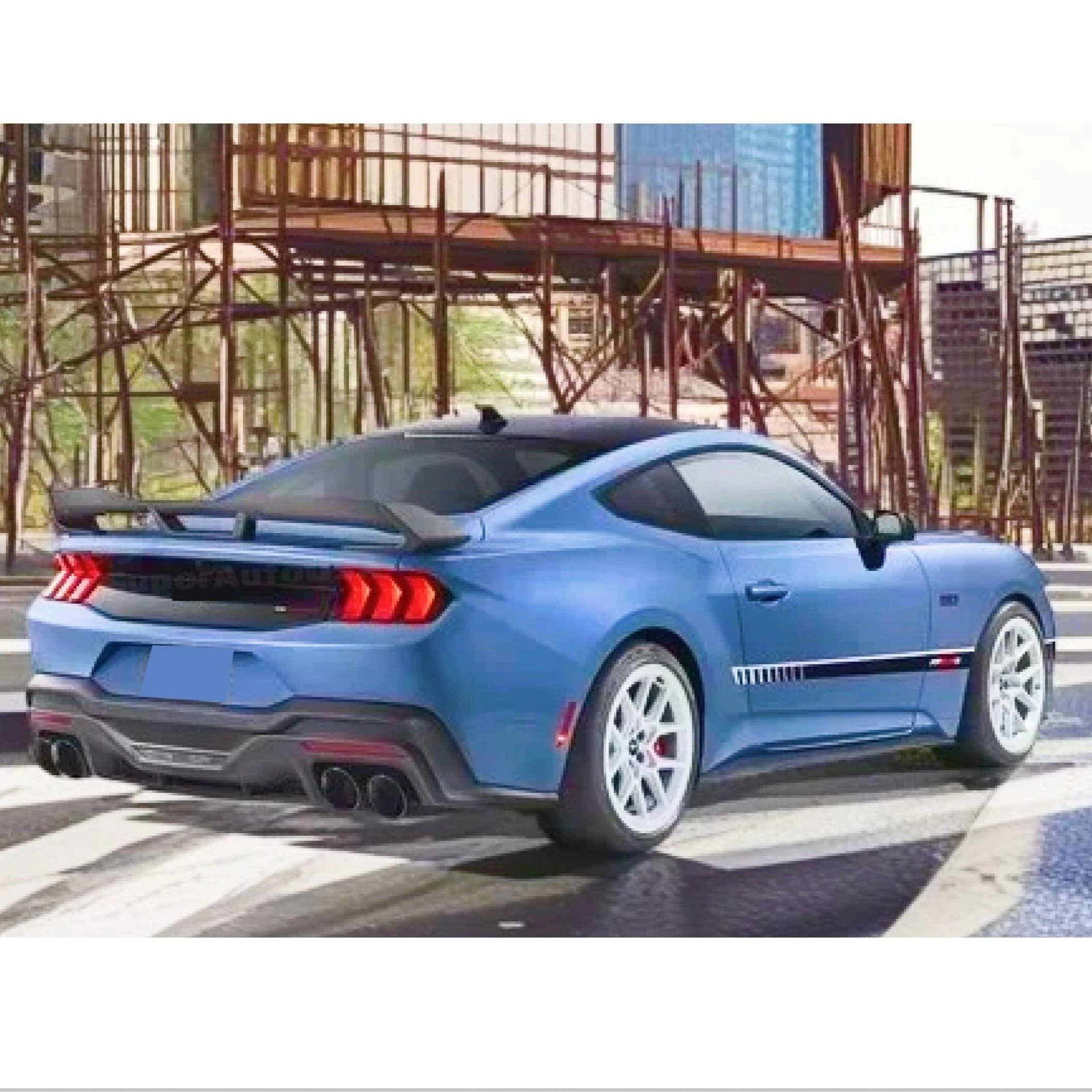 Fit 2024-2025 Up S650 Ford Mustang Dark Horse Style Gloss Black Rear Spoiler W/ Gurney Flap - Image 6