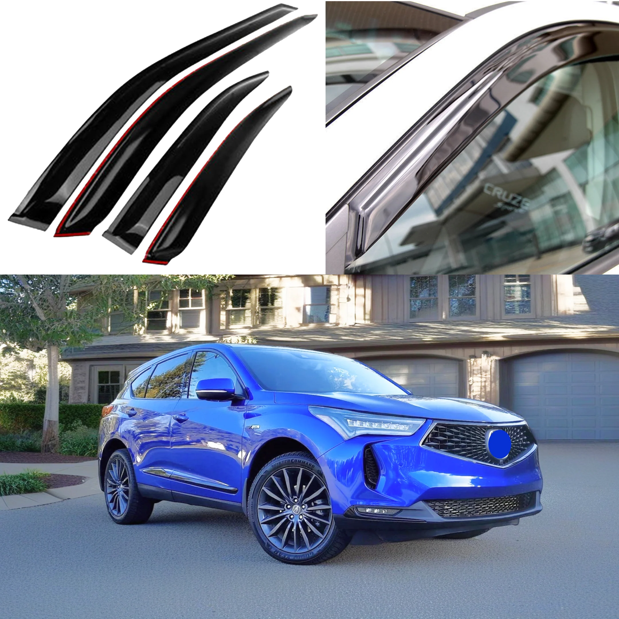 Fit Acura RDX 2019-2025 Tinted Out-Channel Window Visor Rain Sun Guards Vent Deflectors