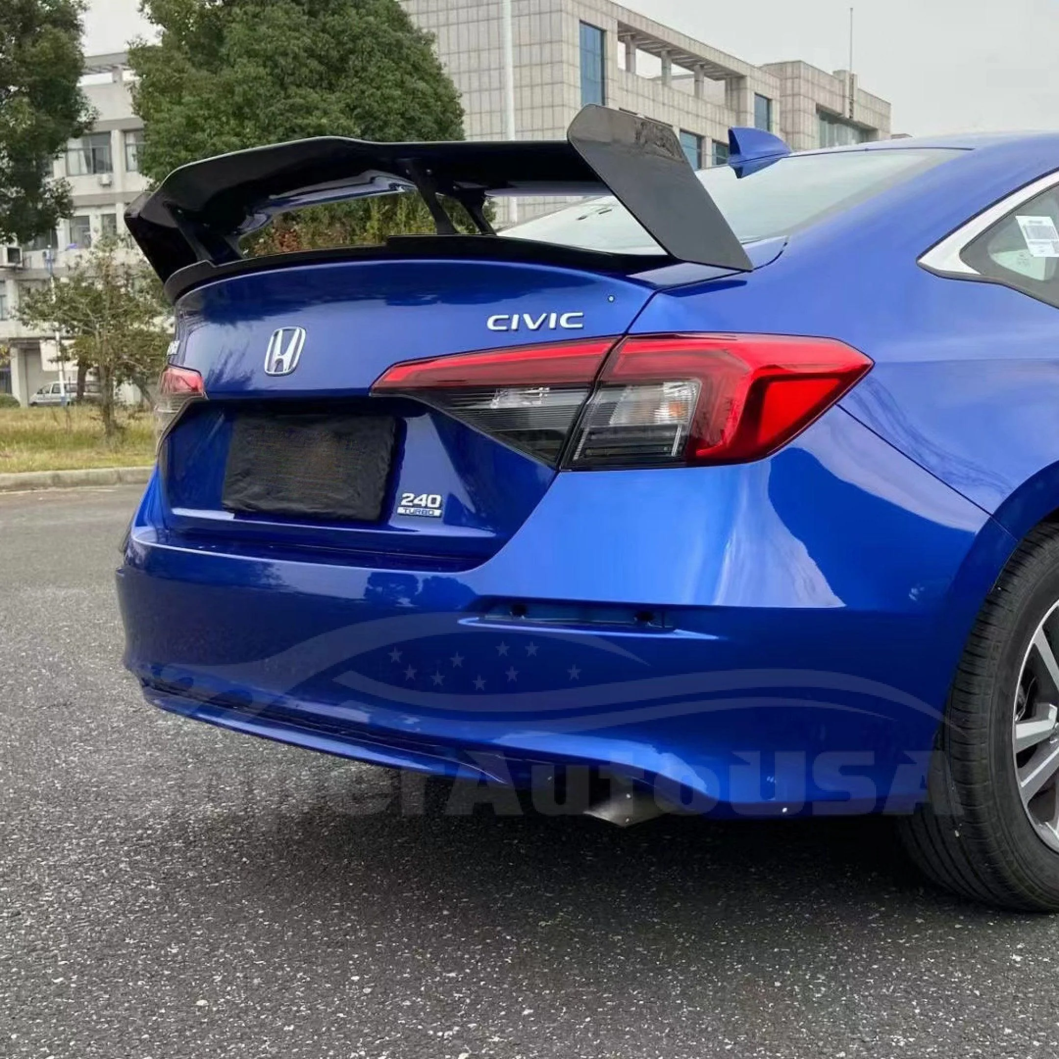 Fit Honda Civic Sedan 2022 2023 GT Type R Style Primed Gloss Black Rear Trunk Wings Spoiler - Image 2