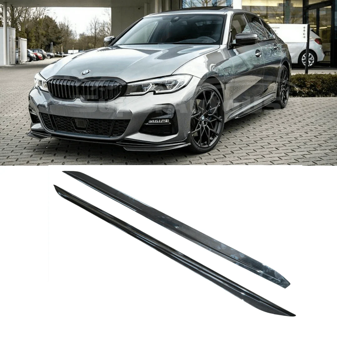 Fit 2012-2018 BMW 3 Series F30 F31 M Style Black Side Skirts (Carbon Fiber Print) - Image 3
