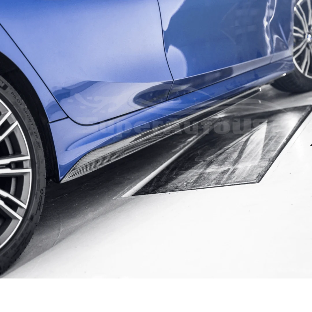 Fit 2012-2018 BMW 3 Series F30 F31 M Style Black Side Skirts (Carbon Fiber Print) - Image 5
