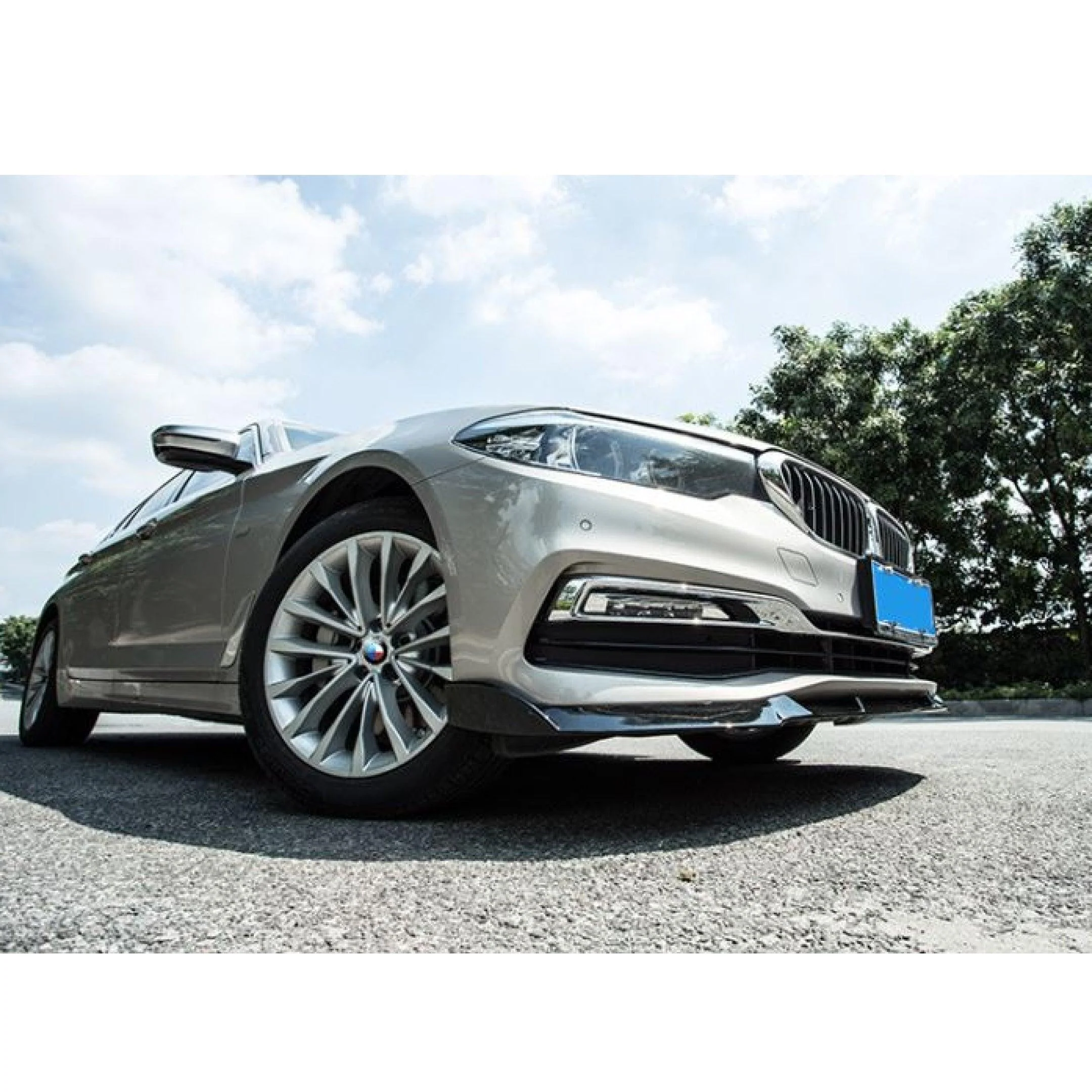 Fit 2019-2021 BMW G30 5 Series Front Bumper Lip Spoiler (Carbon Fiber Print) - Image 2