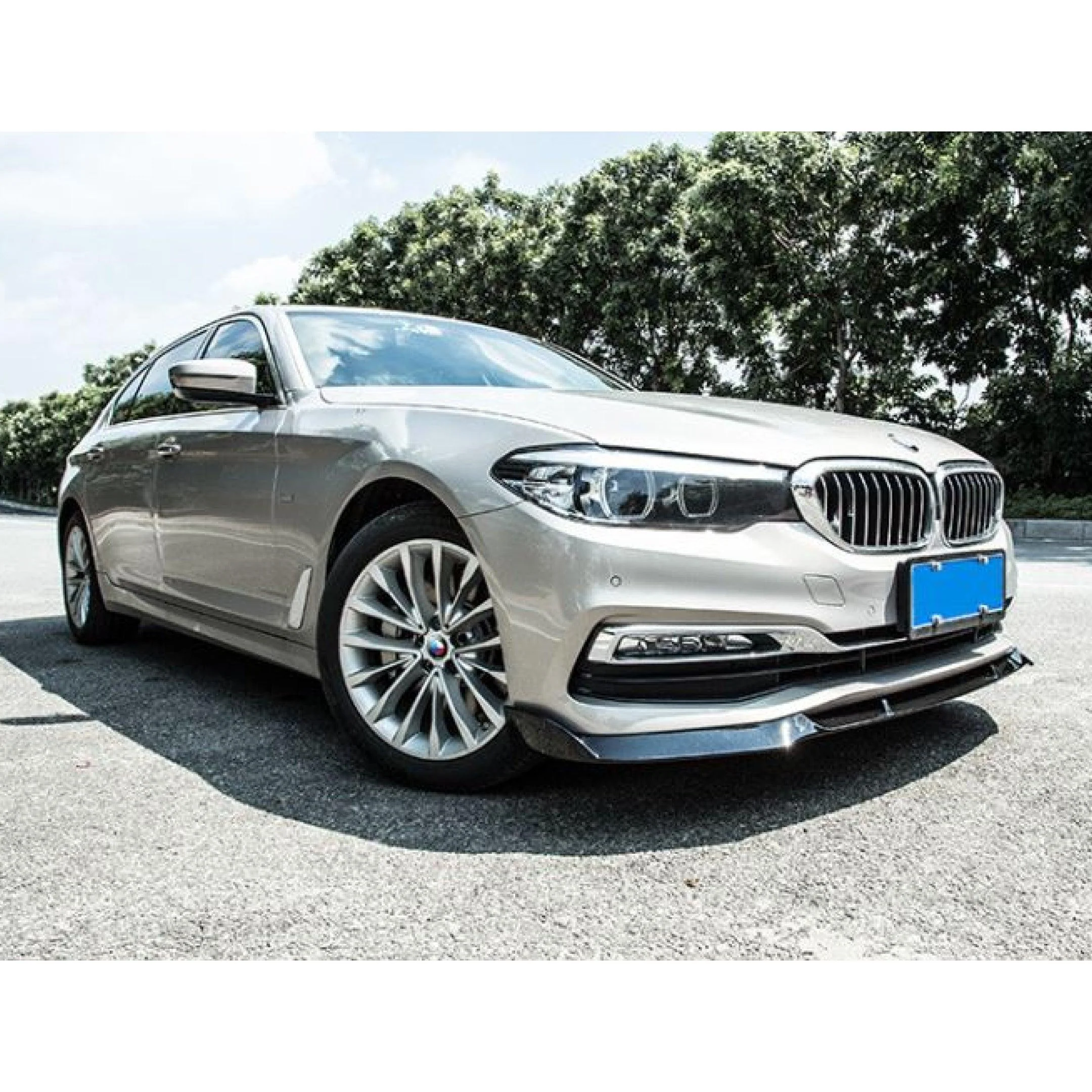 Fit 2019-2021 BMW G30 5 Series Front Bumper Lip Spoiler (Gloss Black) - Image 3