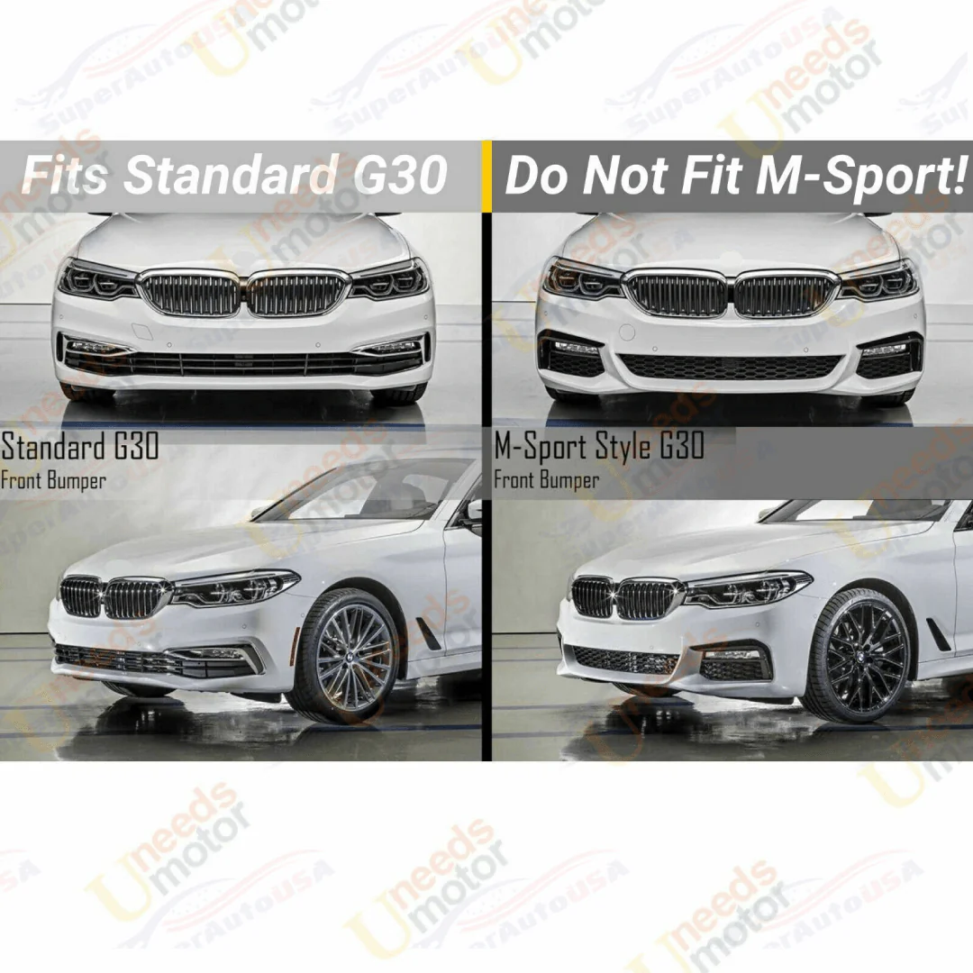 Fit 2019-2021 BMW G30 5 Series Front Bumper Lip Spoiler (Gloss Black) - Image 5
