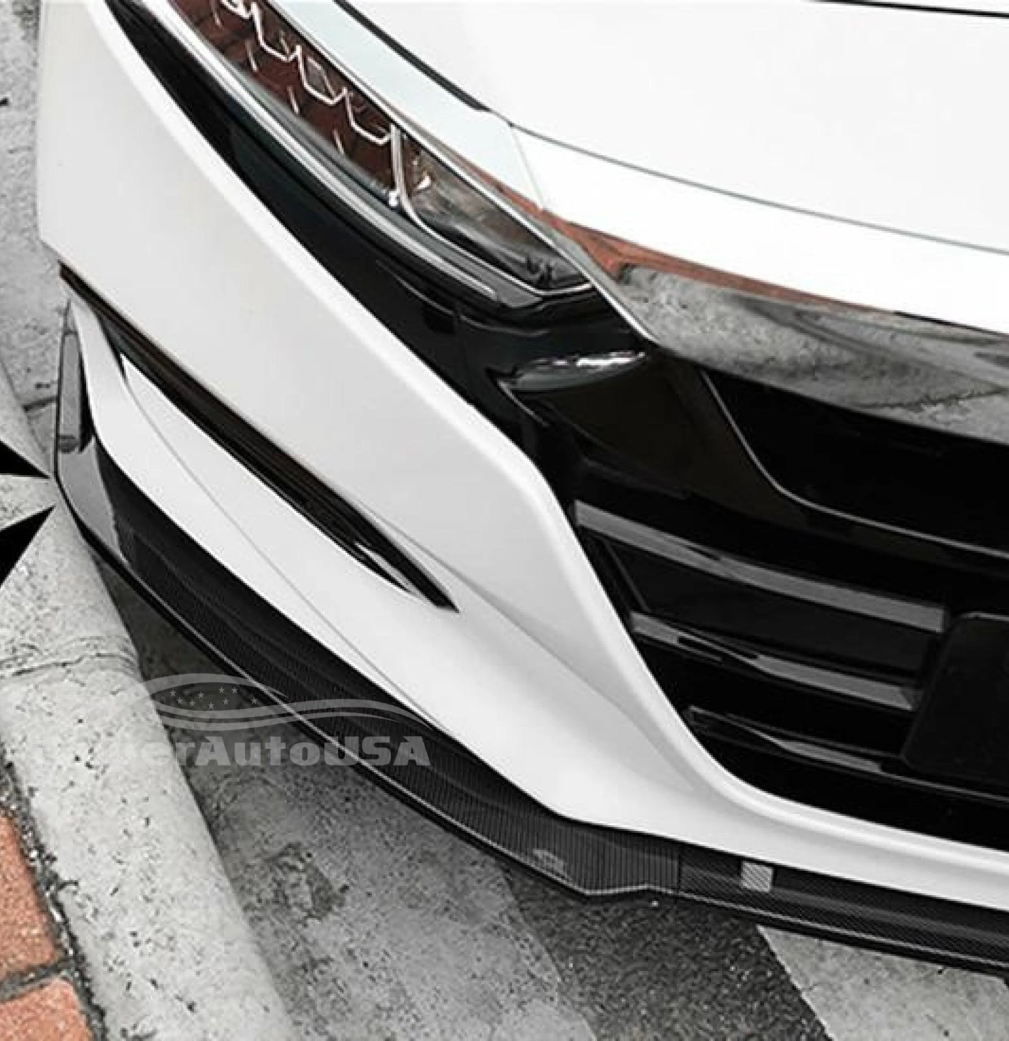 Fit 2018-2023 Honda Accord 4Dr Sedan Front Bumper Lip Spoiler (Carbon Fiber Print) - Image 3