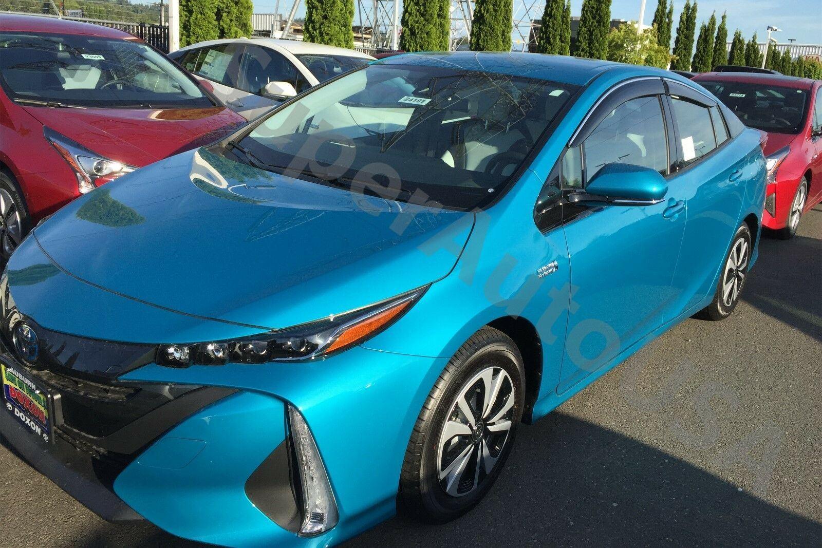 Fit 2016-2021 Toyota Prius / Prime Clip-On Chrome Trim Vent Window Visors Rain Sun Wind Guards Shade Deflectors - Image 2