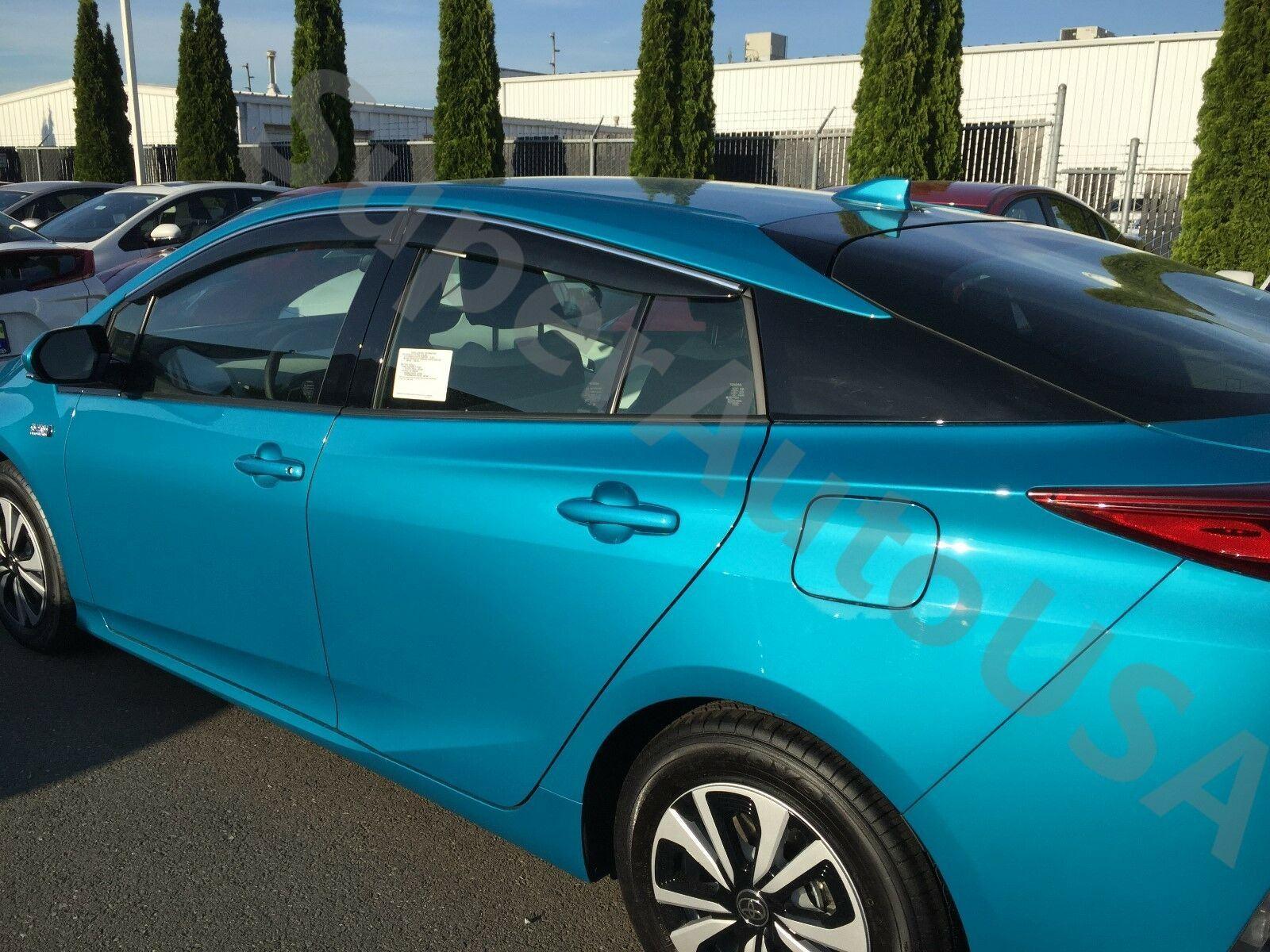 Fit 2016-2021 Toyota Prius / Prime Clip-On Chrome Trim Vent Window Visors Rain Sun Wind Guards Shade Deflectors - Image 3