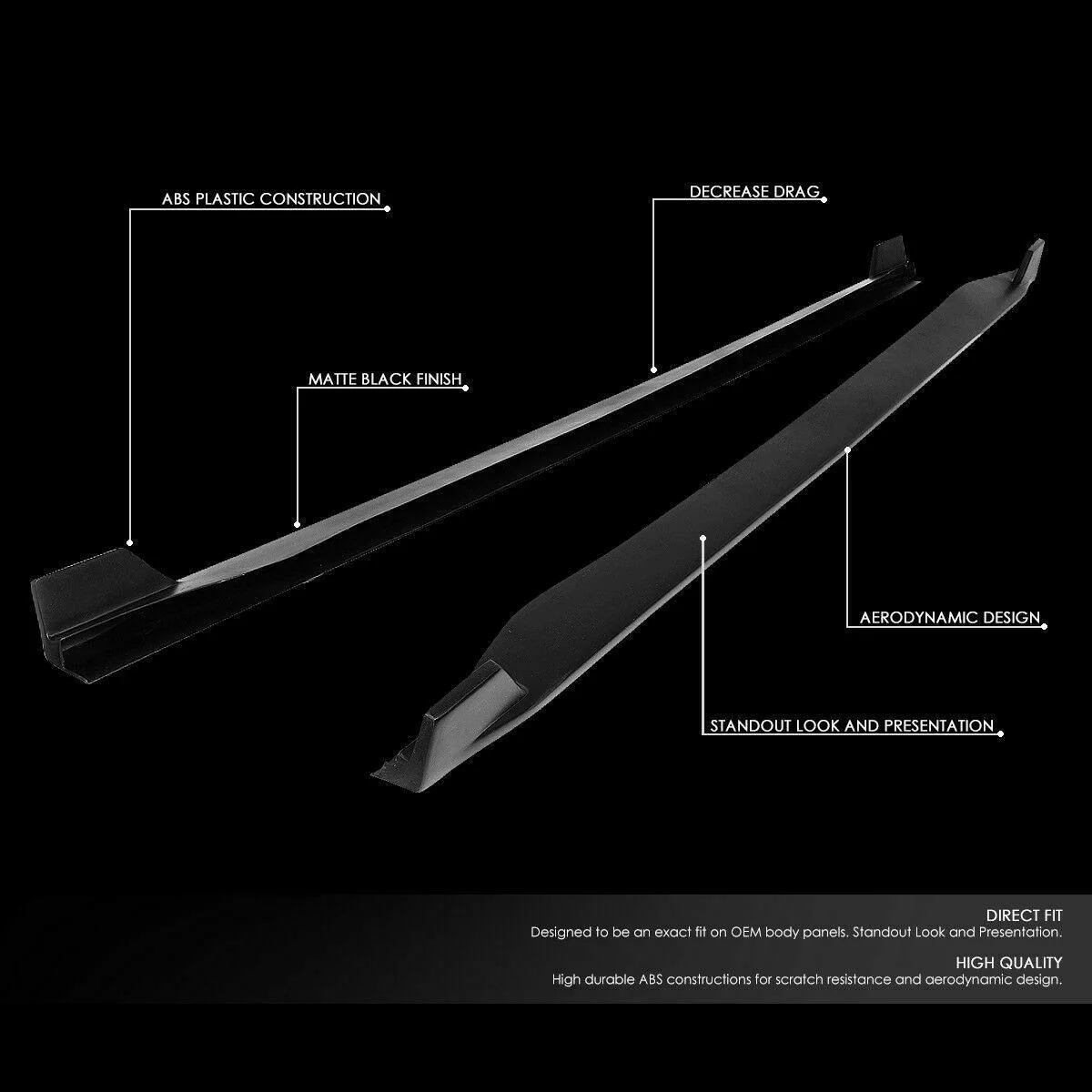 Fit 2015-2020 Ford Mustang Side Skirts Underboard Extension Panel Body Kit - Image 4
