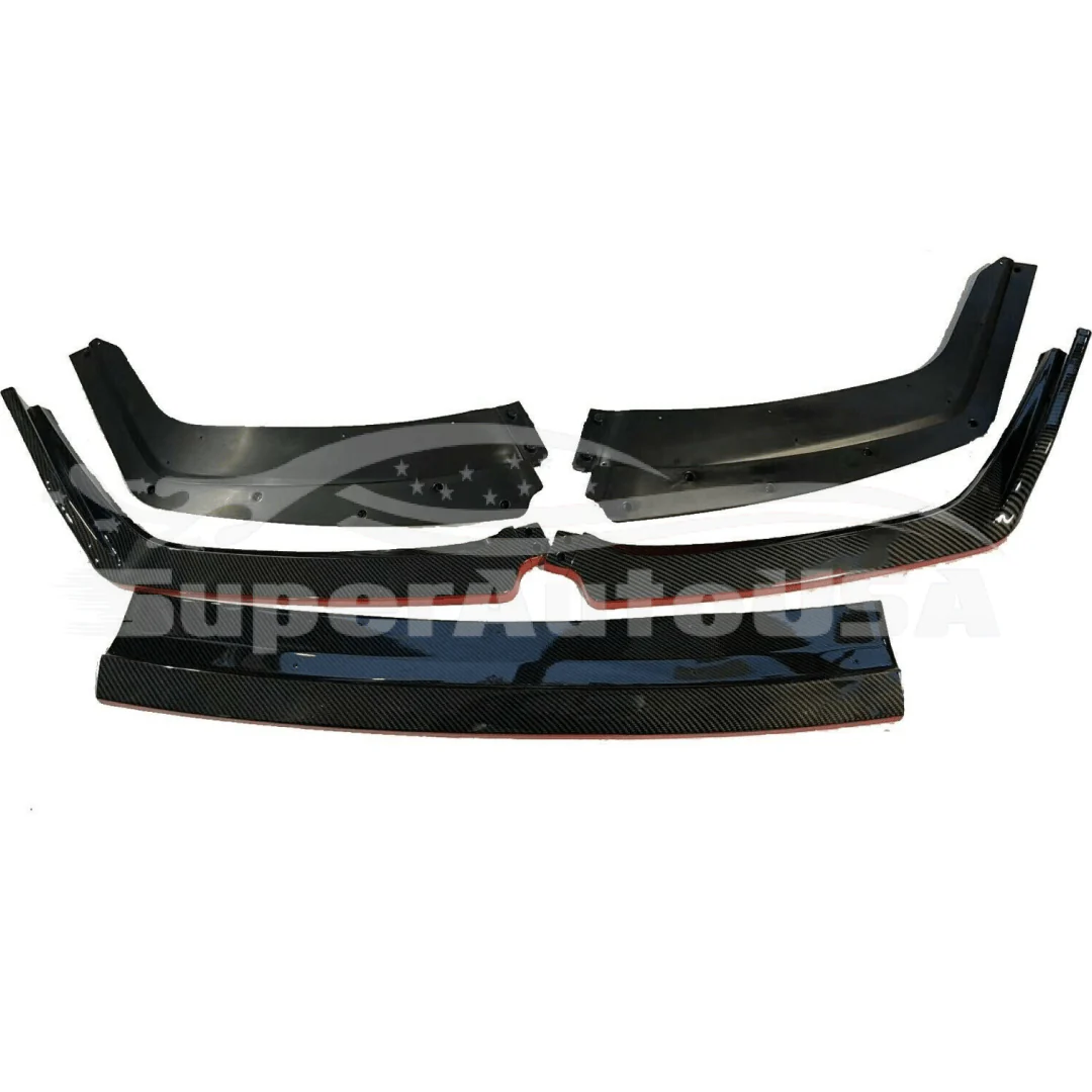 Fit for 2017-2021 Honda CIVIC Hatchback Type R Style Front Bumper Lip Side Skirt Rear Diffuser Body Kit (Glossy Carbon Fiber Print with Red Trim) - Image 10