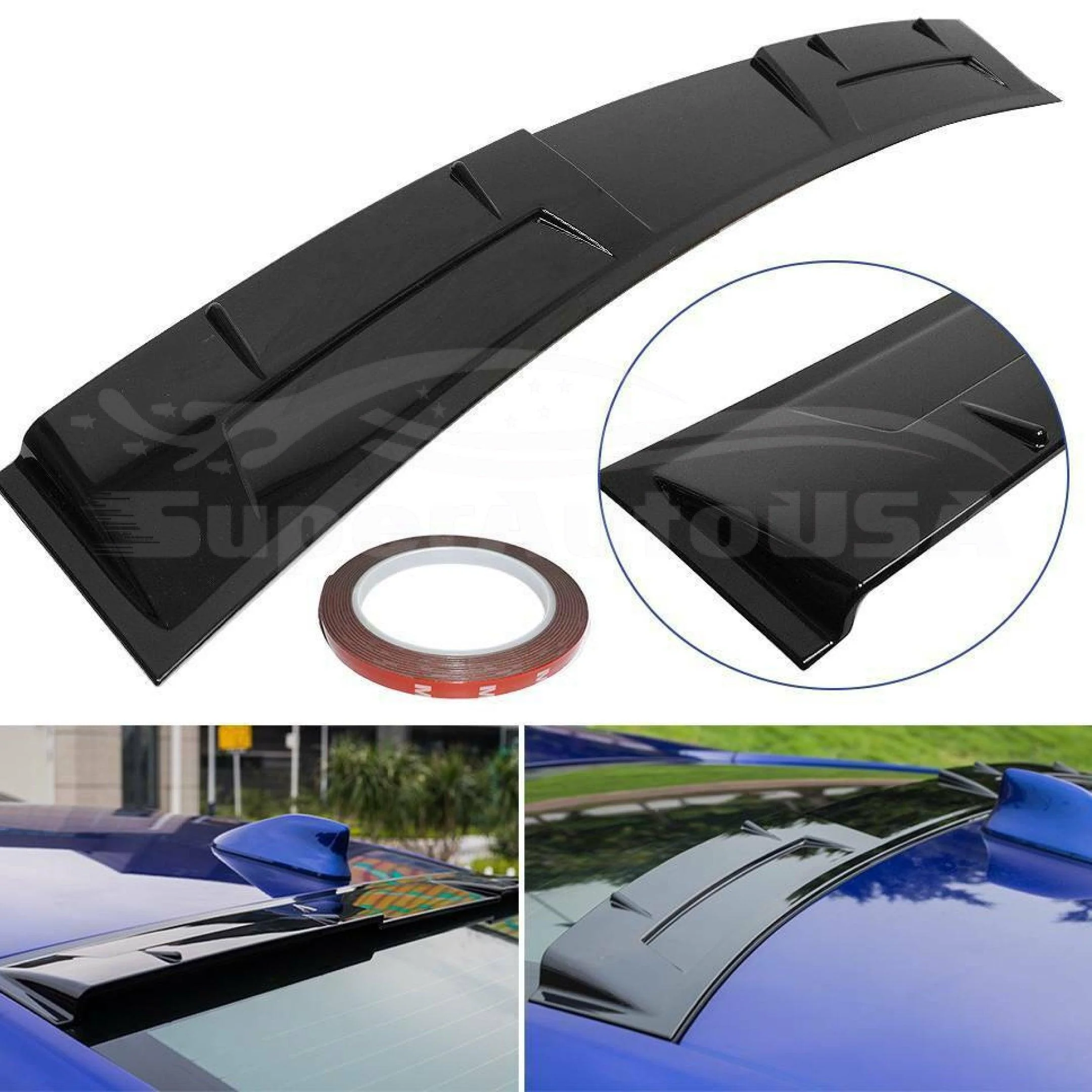 Fit 2018-2023 Honda Accord Rear Window Visor Roof Spoiler Wing (Gloss Black) - Image 2