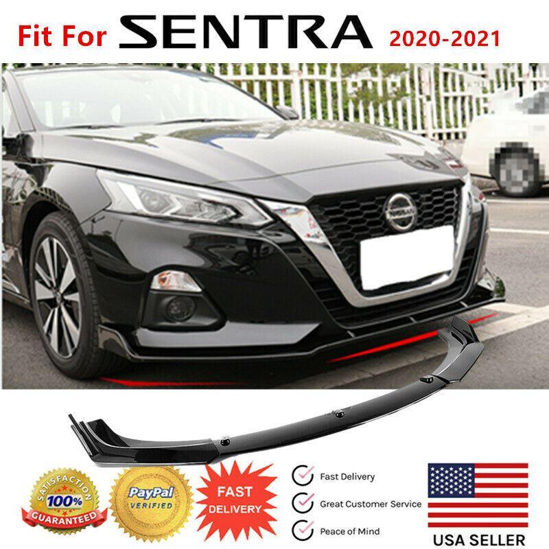 Fit 2020-2024 NISSAN Sentra FRONT BUMPER LIP SPOILER SPLITTER (Gloss Black) - Image 10