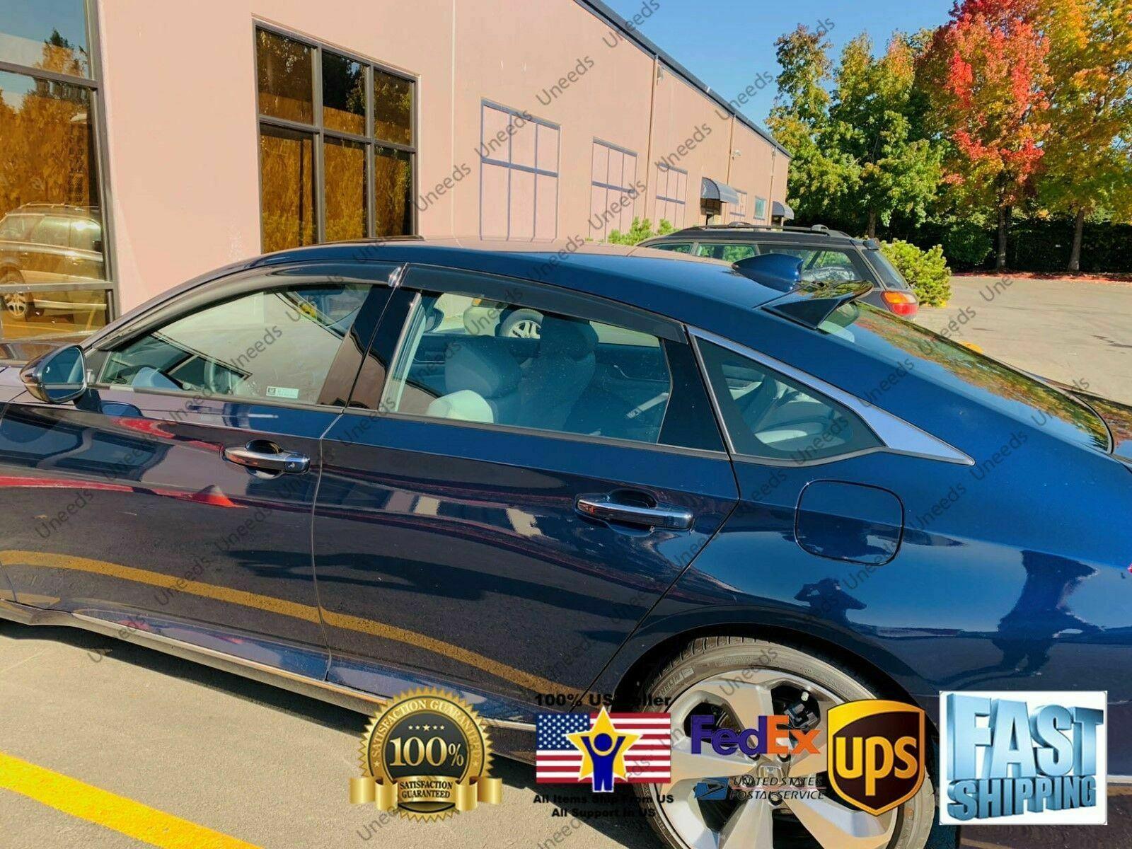 Fit 2018-2023 Honda Accord Out-Channel Vent Window Visors Rain Sun Wind Guards Shade Deflectors - Image 2