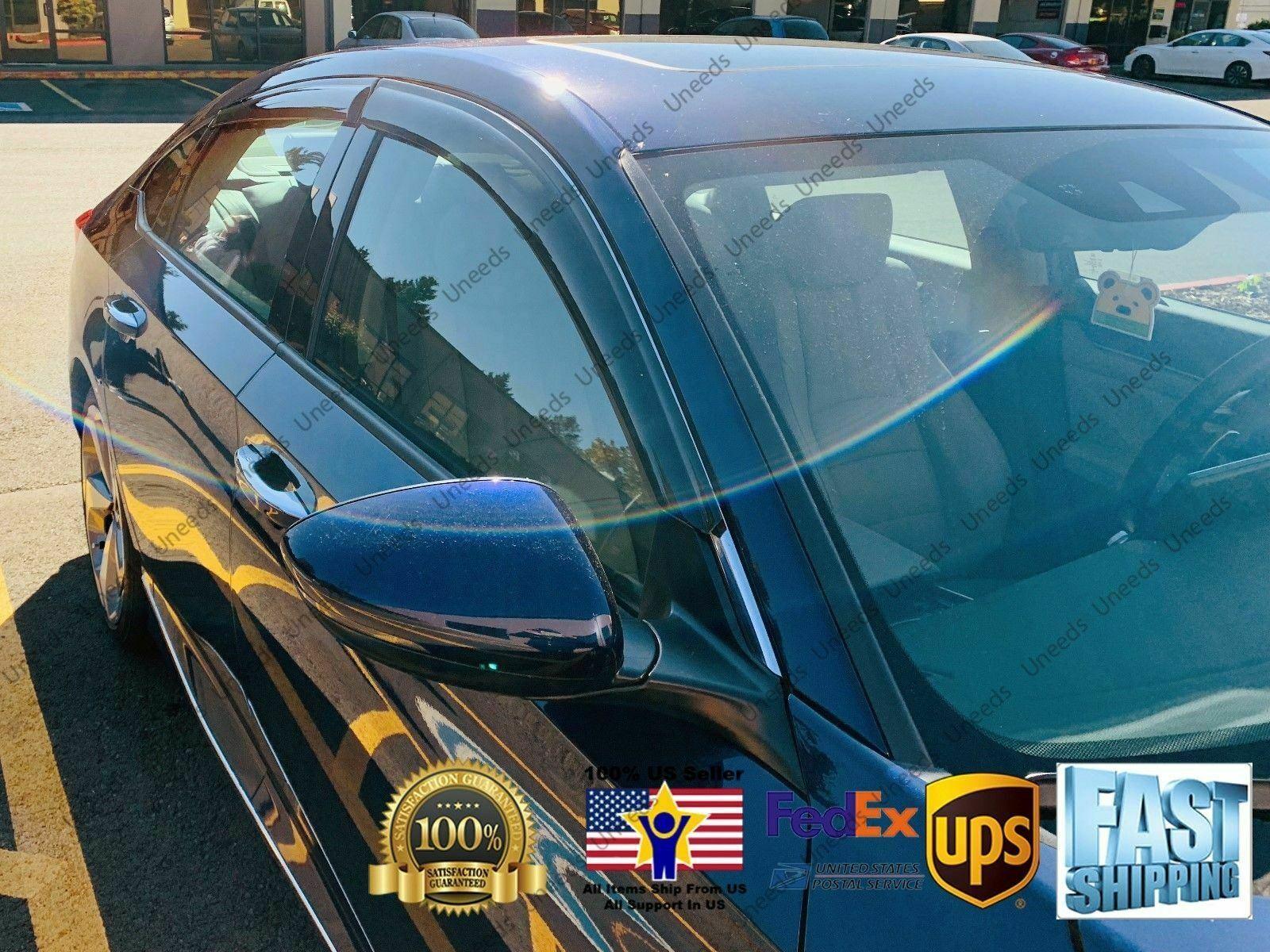 Fit 2018-2023 Honda Accord Out-Channel Vent Window Visors Rain Sun Wind Guards Shade Deflectors - Image 3