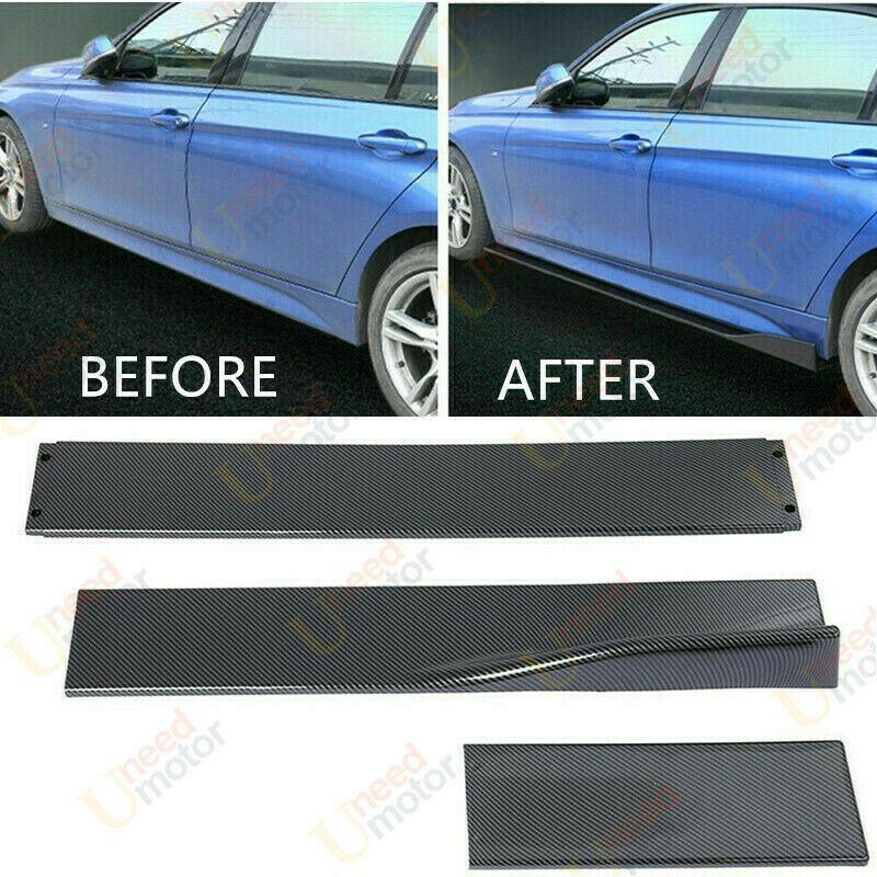 Fit Honda Accord 86.6" Side Body Skirt with Extensions Spoiler (Carbon Fiber Style) - Image 3