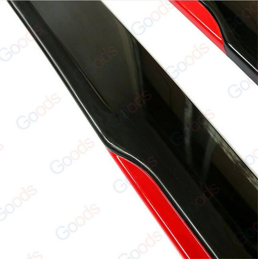 Fit Honda Side Skirts Extension Panel Splitters 94'' Body (Gloss Black with Red Trim) - Image 5