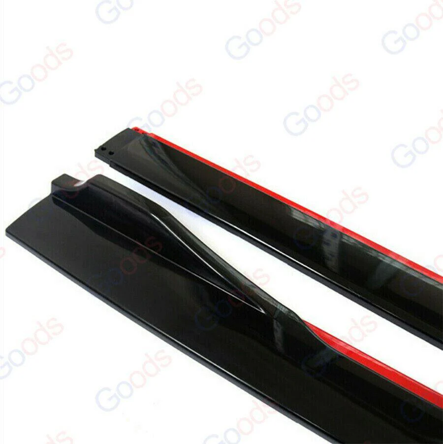 Fit Honda Side Skirts Extension Panel Splitters 94'' Body (Gloss Black with Red Trim) - Image 6