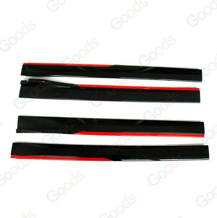 Fit Honda Side Skirts Extension Panel Splitters 94'' Body (Gloss Black with Red Trim) - Image 7
