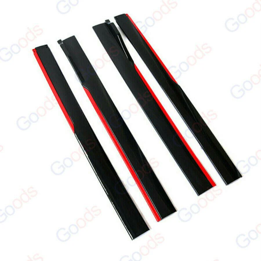 Fit Honda Side Skirts Extension Panel Splitters 94'' Body (Gloss Black with Red Trim) - Image 8