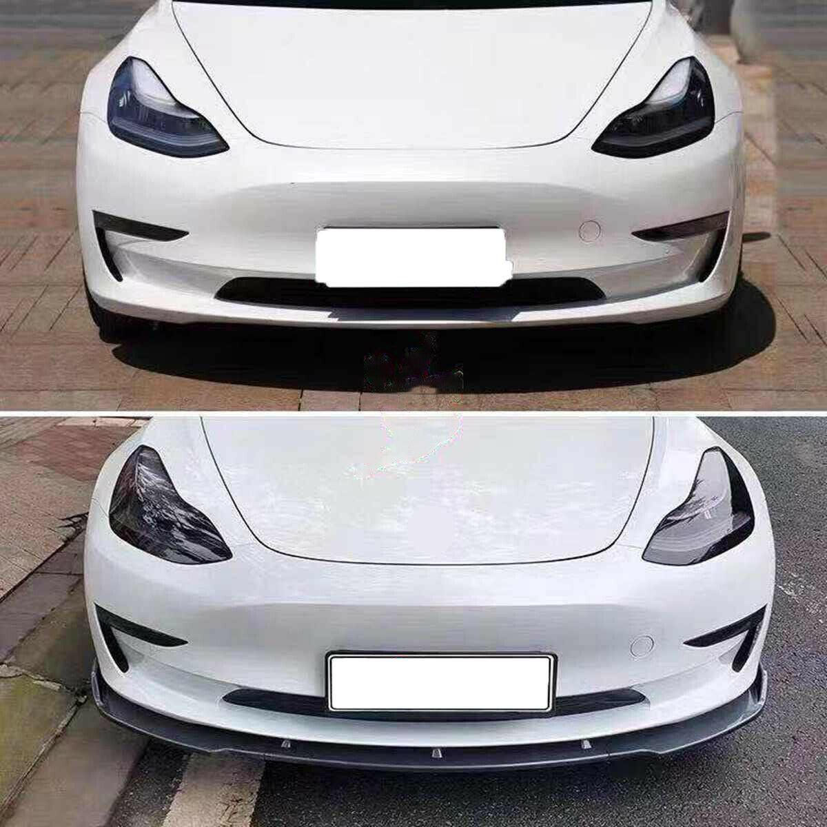 Fit 2017-2020 Tesla Model 3 Front Bumper Lip Splitter Chin (Gloss Black) - Image 2