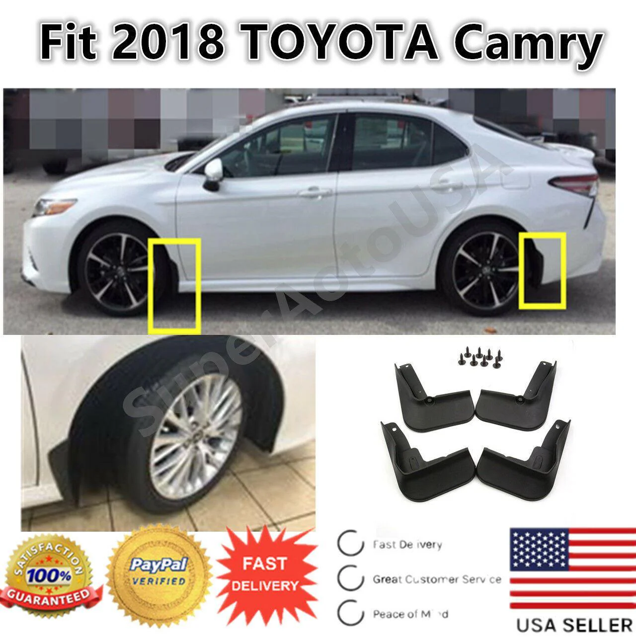 Fit 2018-2024 Toyota Camry LE Model Splash Guards 4 PCS Mud Flaps Guards Set - Image 2