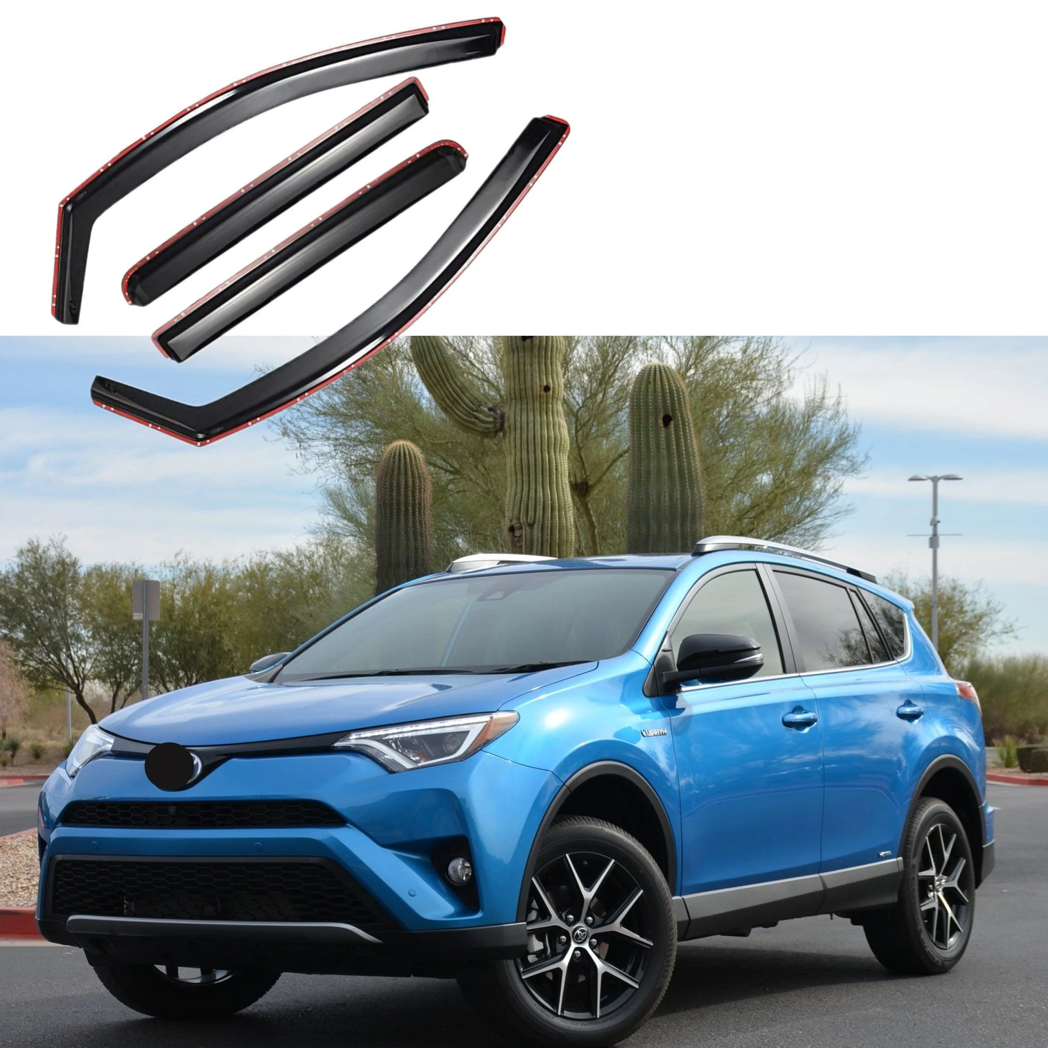 Fit 2014-2018 Toyota RAV4 In-Channel Vent Window Visors Rain Sun Wind Guards Shade Deflectors