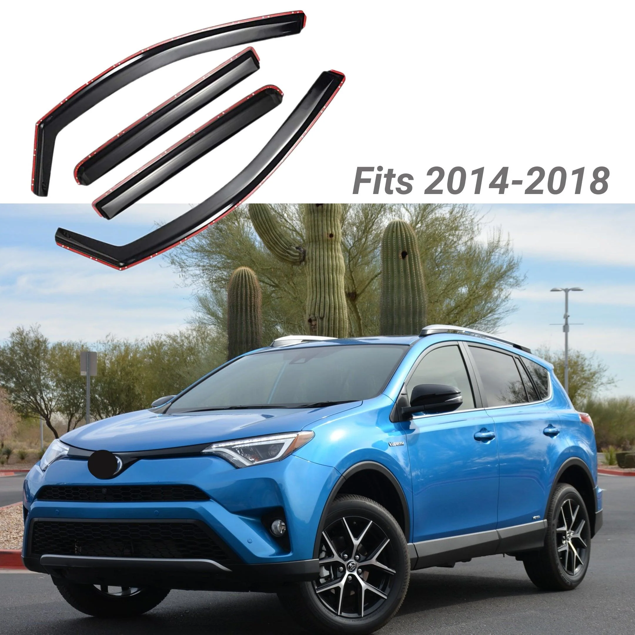 Fit 2014-2018 Toyota RAV4 In-Channel Vent Window Visors Rain Sun Wind Guards Shade Deflectors - Image 2