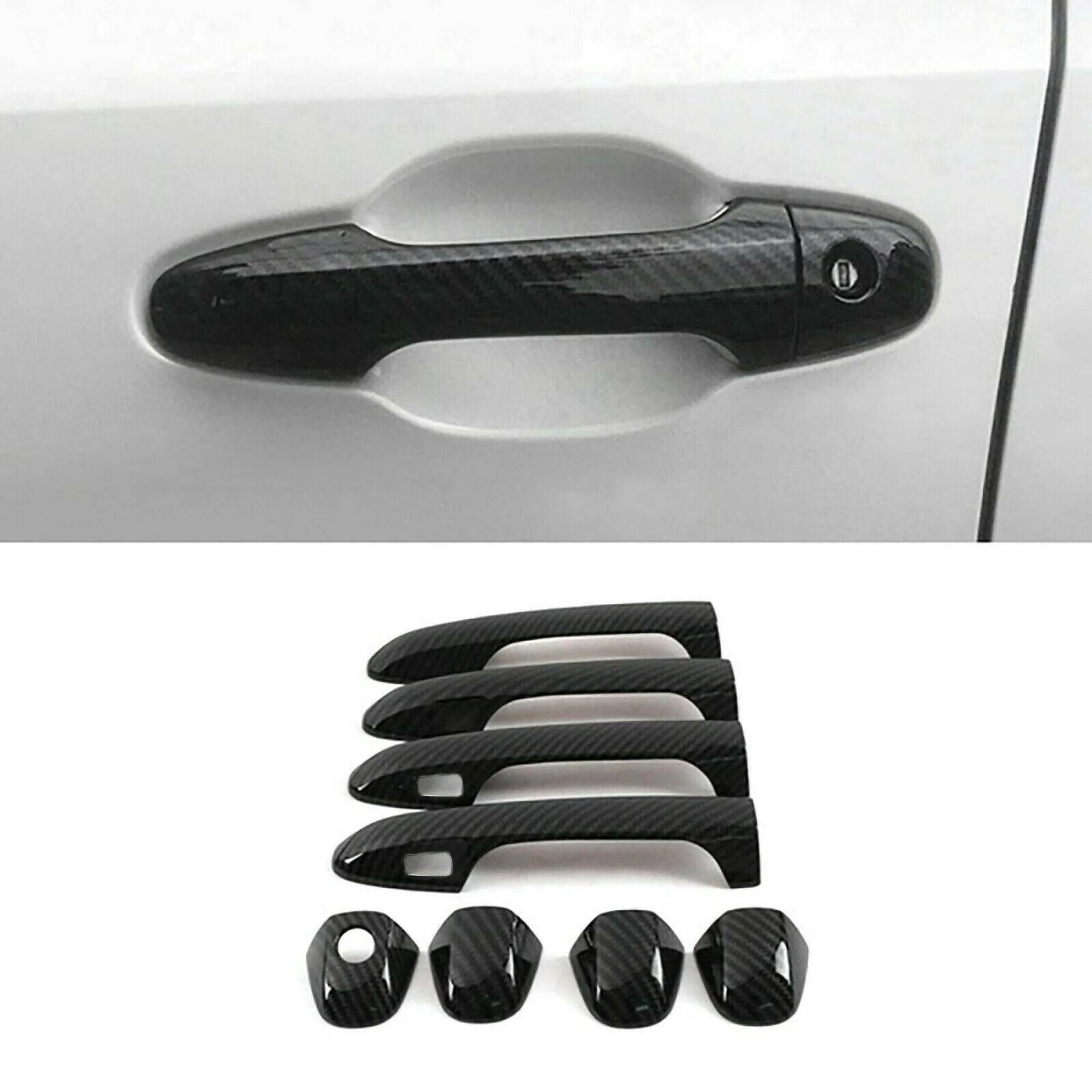 Fit 2016-2021 Toyota Tacoma Door Handle Covers (Carbon Fiber Print, Smart Holes) - Image 4