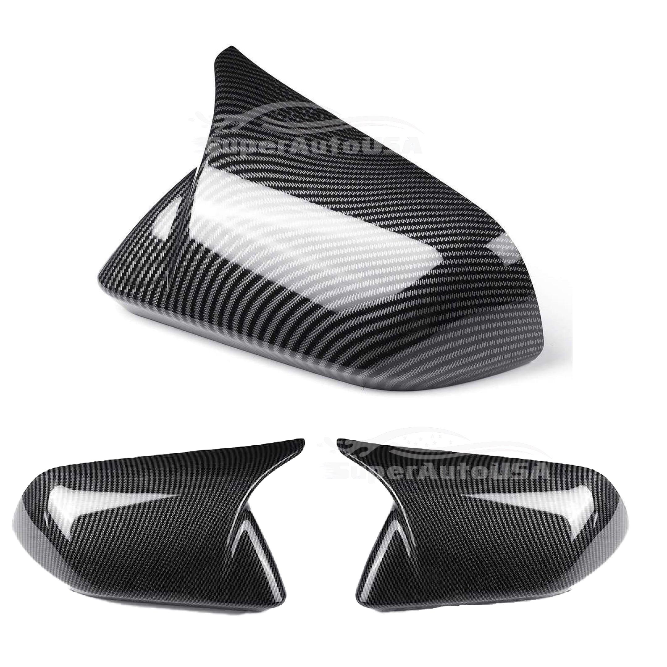 Fit 2015-2021 Ford Mustang Rearview Side Mirror Cover Caps Horn Style (Carbon Fiber Print) - Image 4
