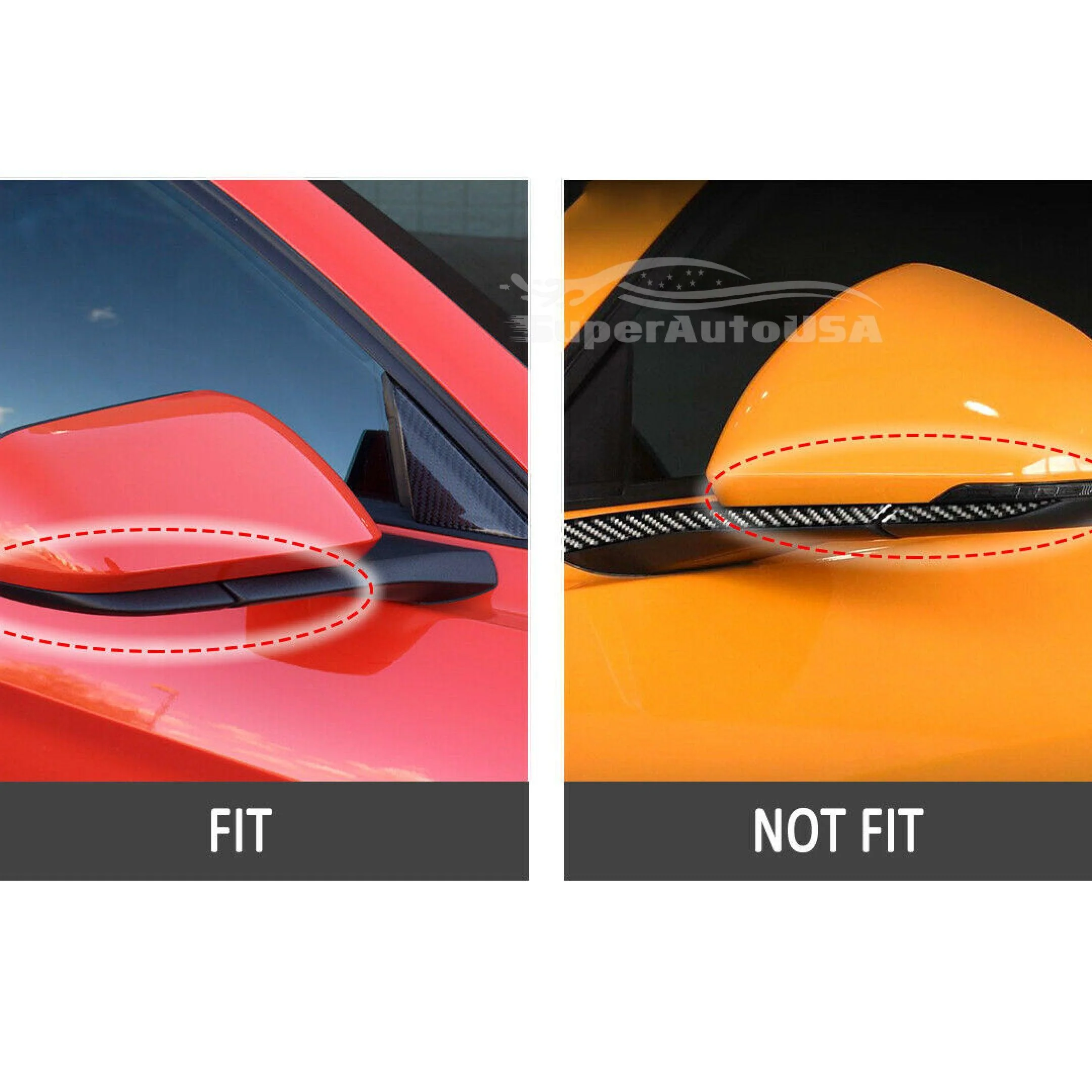 Fit 2015-2021 Ford Mustang Rearview Side Mirror Cover Caps Horn Style (Gloss Black) - Image 4