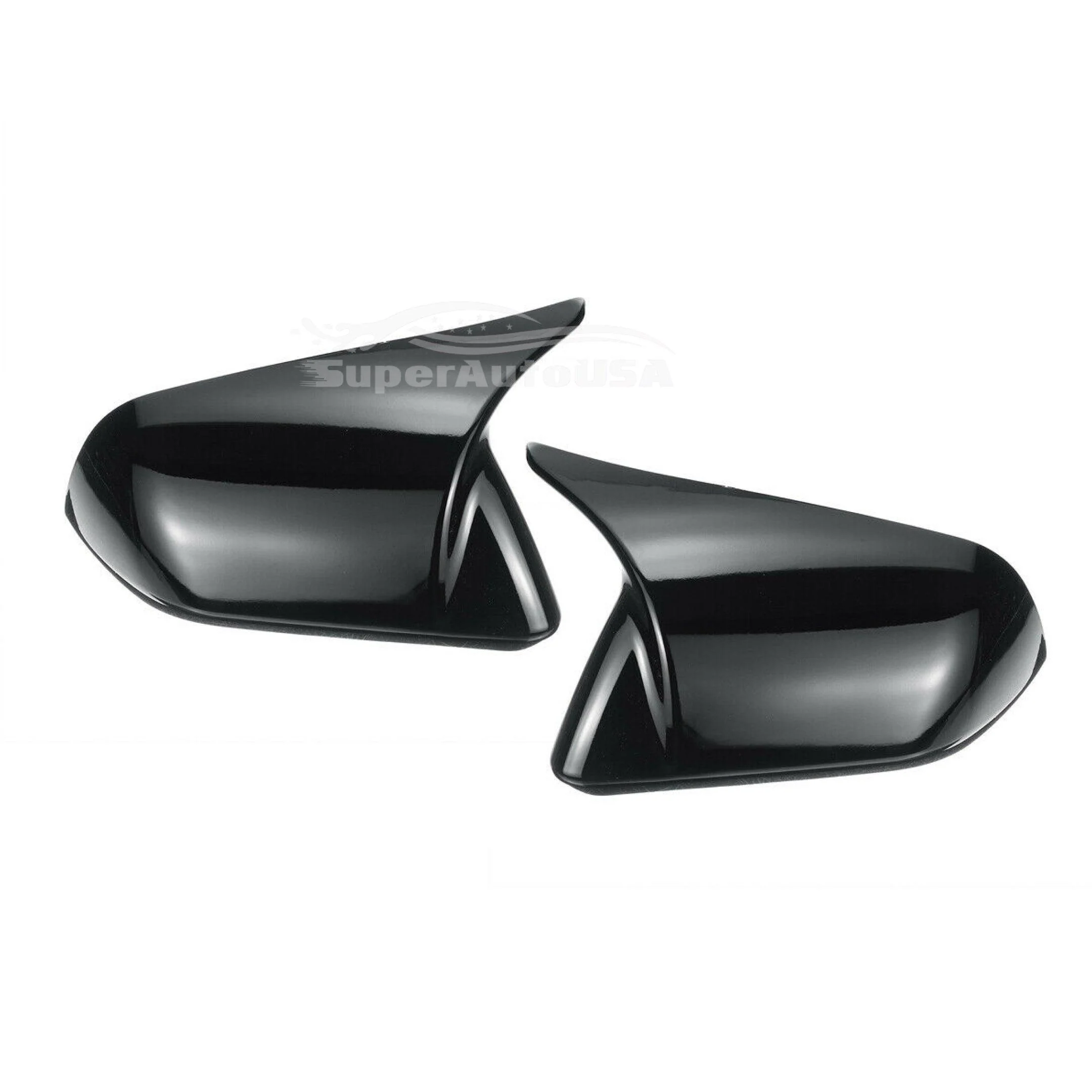 Fit 2015-2021 Ford Mustang Rearview Side Mirror Cover Caps Horn Style (Gloss Black) - Image 5
