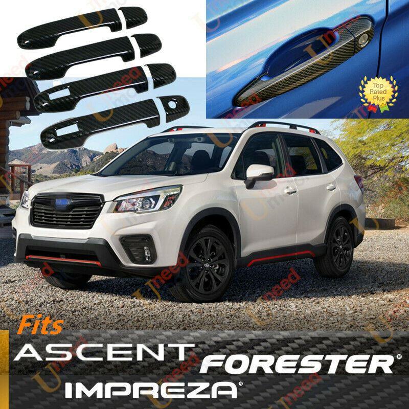 Fit Forester Ascent Impreza Door Handle Cover Trim (Carbon Fiber Print, Smart Holes)