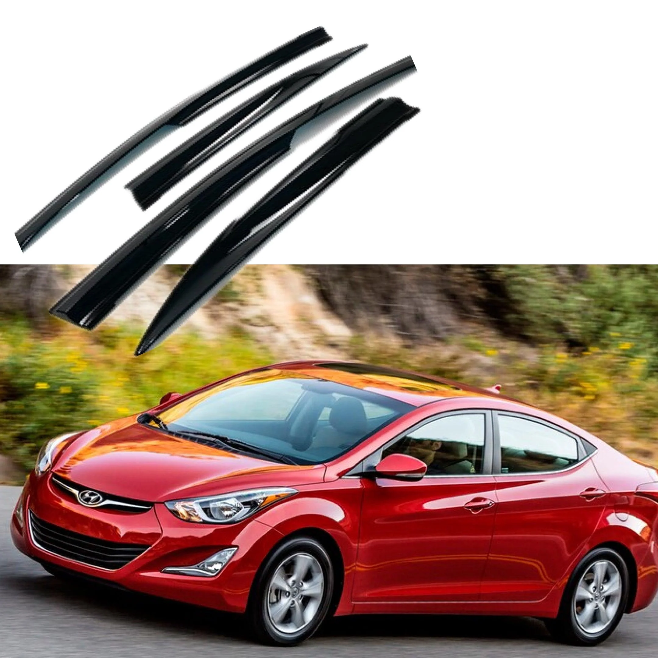 For Hyundai Elantra 2011-2016 3D Mugen Style Vent Window Visors Rain Sun Wind Guards Shade Deflectors