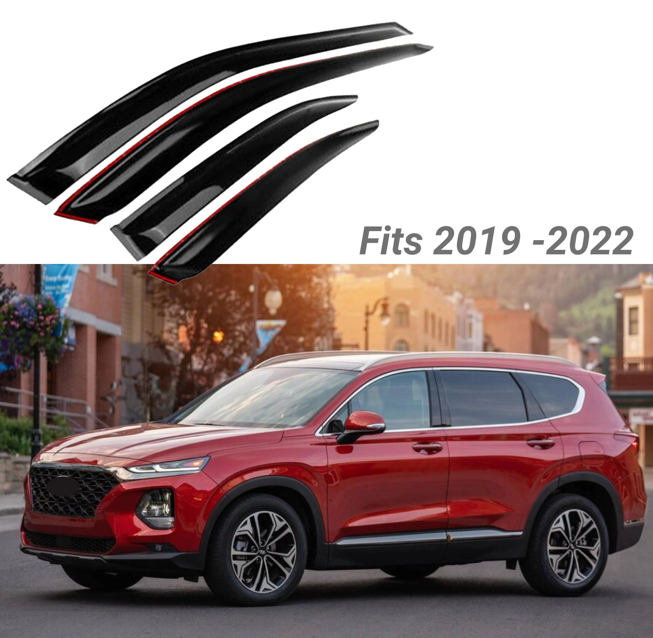 Rain Guard & Visor - Out-Channel Fits Hyundai SantaFe ( 2019-2023 ) - Image 2