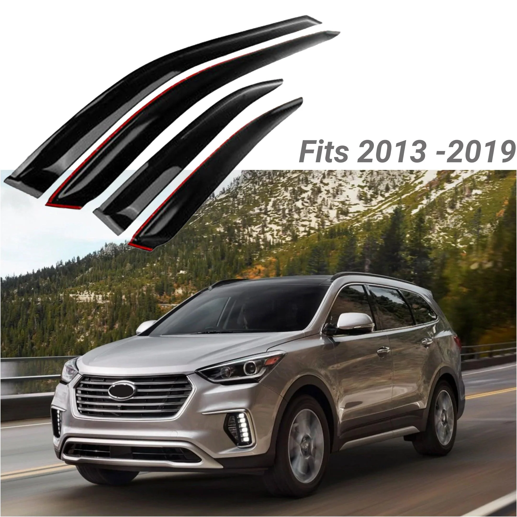 For Hyundai Grand Santa Fe XL 2013-2019 OE Style Vent Window Visors Rain Sun Wind Guards Shade Deflectors - Image 2