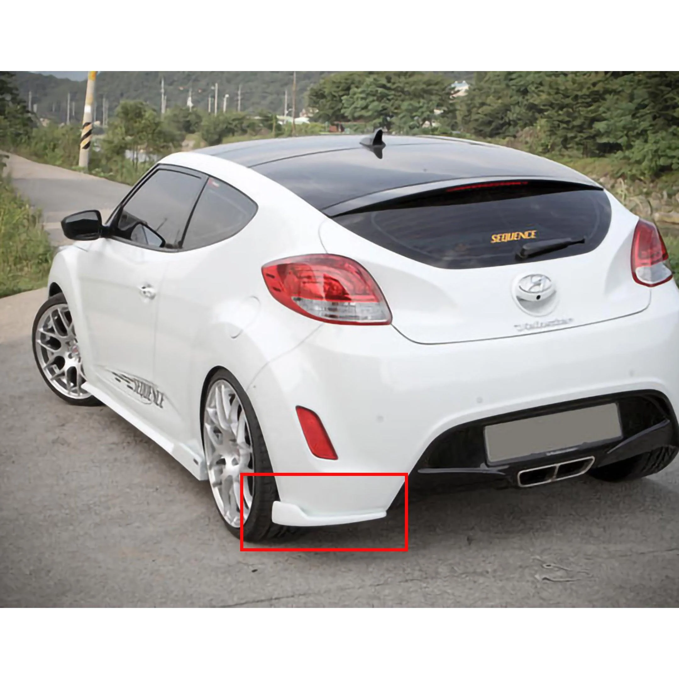 For Hyundai Veloster 2012-2017 OE Style Rear Bumper Corner Chins Splitters Body Kit (Unpainted Matted Black) - Image 2