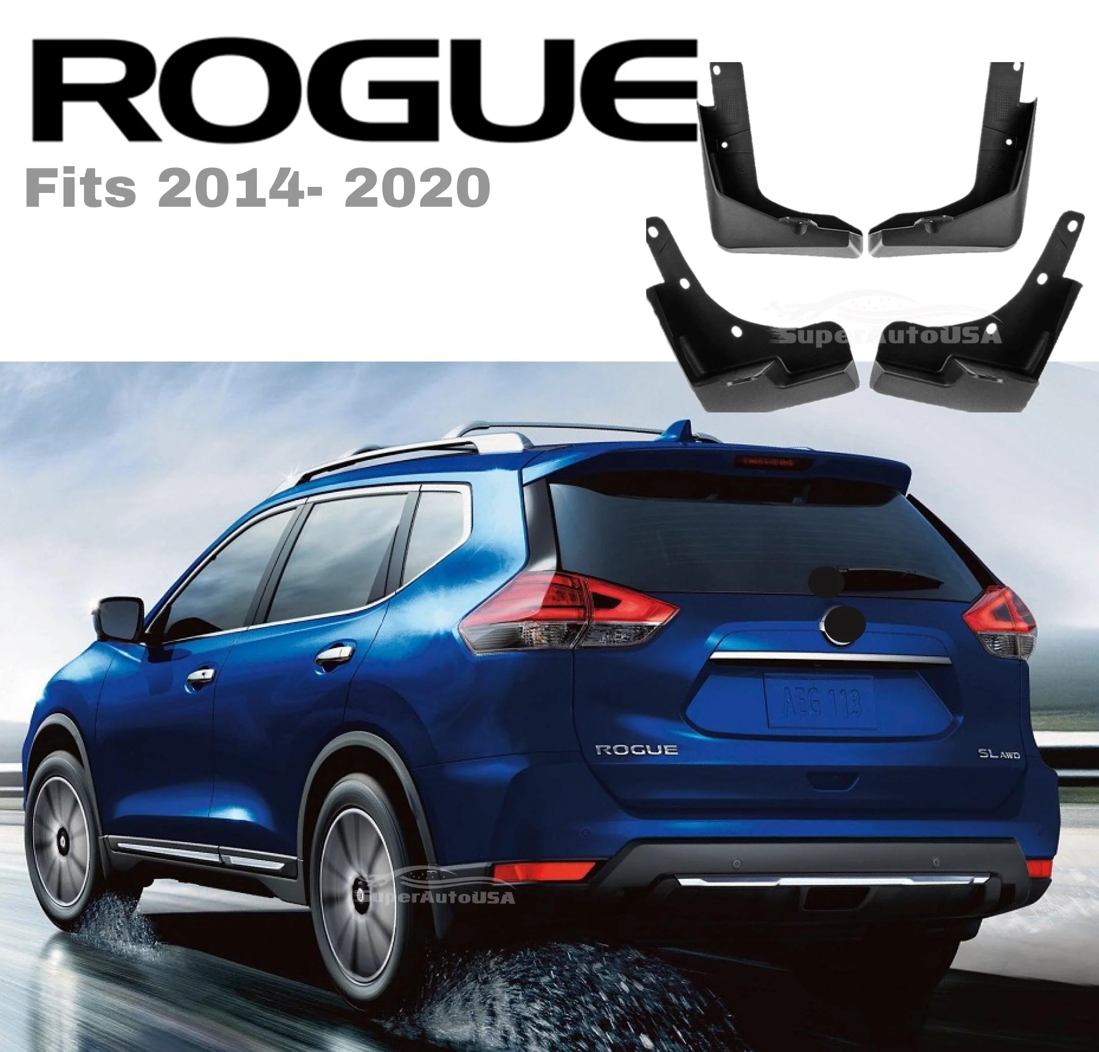 Fit 2014-2020 Nissan Rogue 4Pc Mud Flaps Splash Guard Fender Mudguard Kit