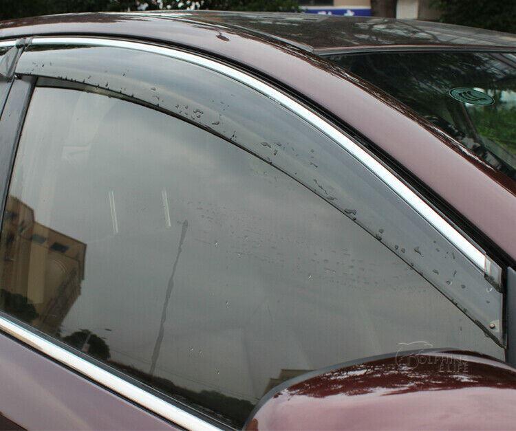Fit 2019-2021 Subaru Ascent Clip-On Chrome Trim Vent Window Visors Rain Sun Wind Guards Shade Deflectors - Image 3