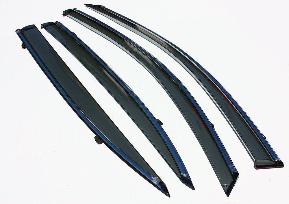 Fit 2019-2021 Subaru Ascent Clip-On Chrome Trim Vent Window Visors Rain Sun Wind Guards Shade Deflectors - Image 6