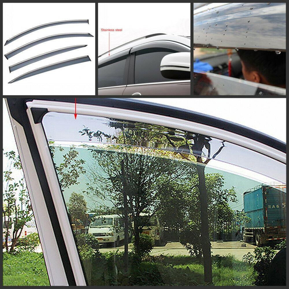 Fit 2019-2024 Subaru Forester Clip-On Chrome Trim Vent Window Visors Rain Sun Wind Guards Shade Deflectors - Image 5