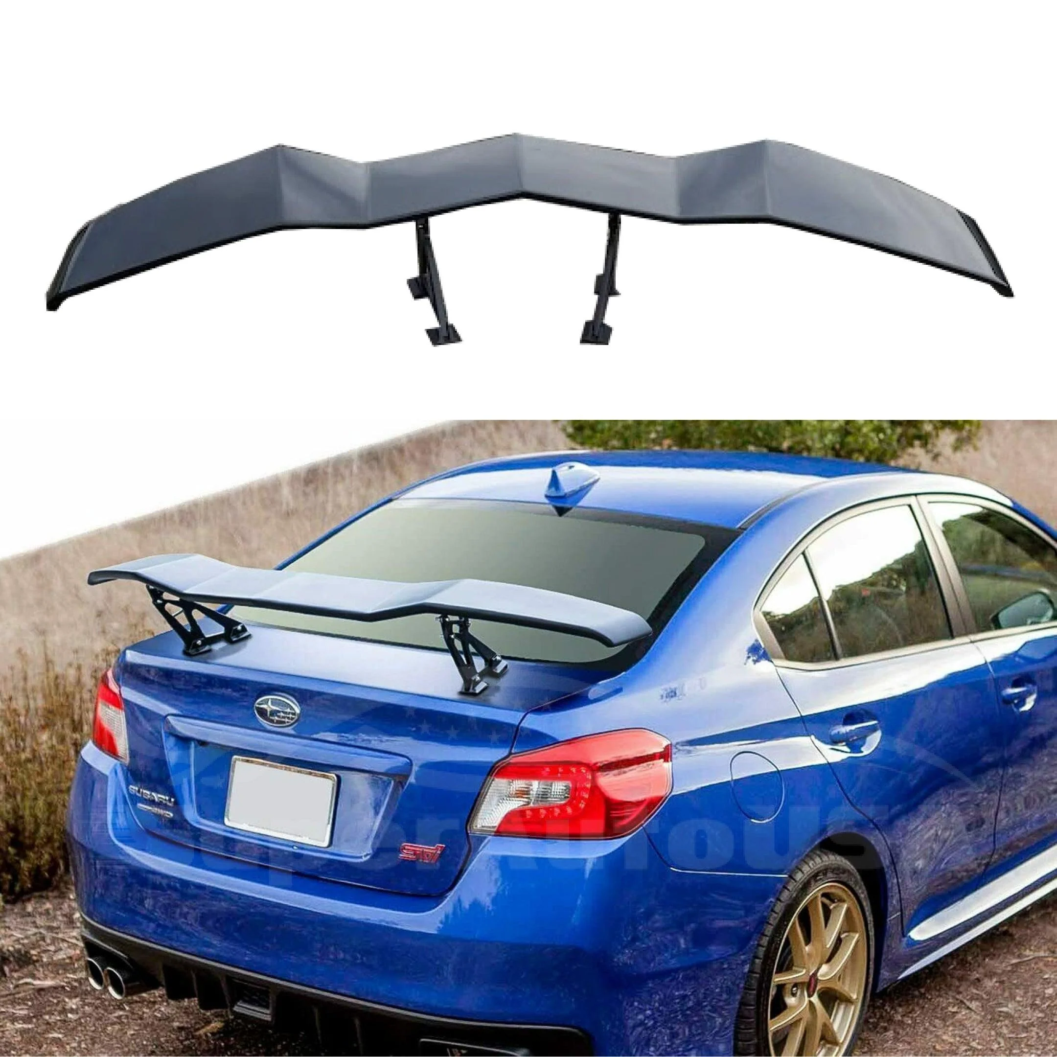 Universal Subaru WRX STI / BRZ / GR86 / FRS - GT Lambo Style Rear Trunk Wing Spoiler - Gloss Black