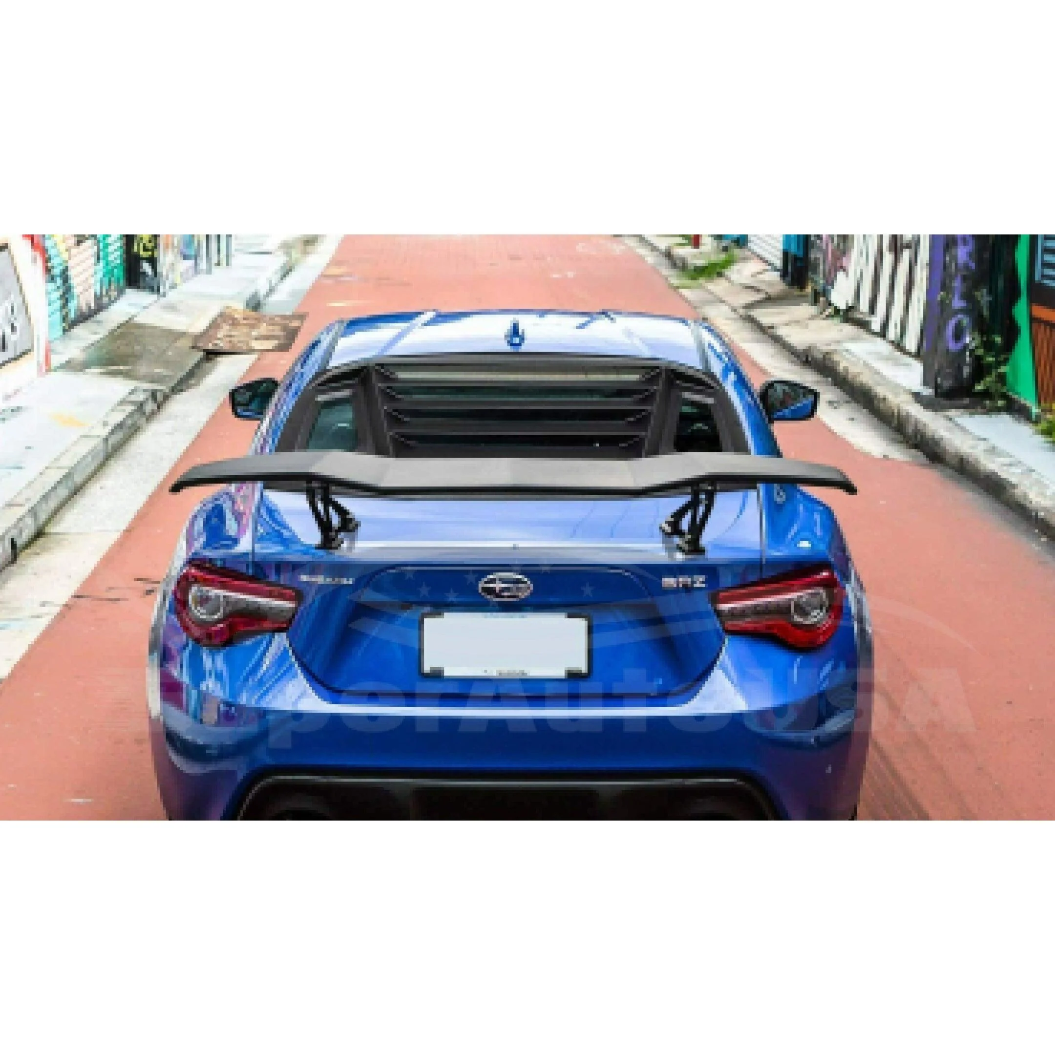 Universal Subaru WRX STI / BRZ / GR86 / FRS - GT Lambo Style Rear Trunk Wing Spoiler - Gloss Black - Image 2