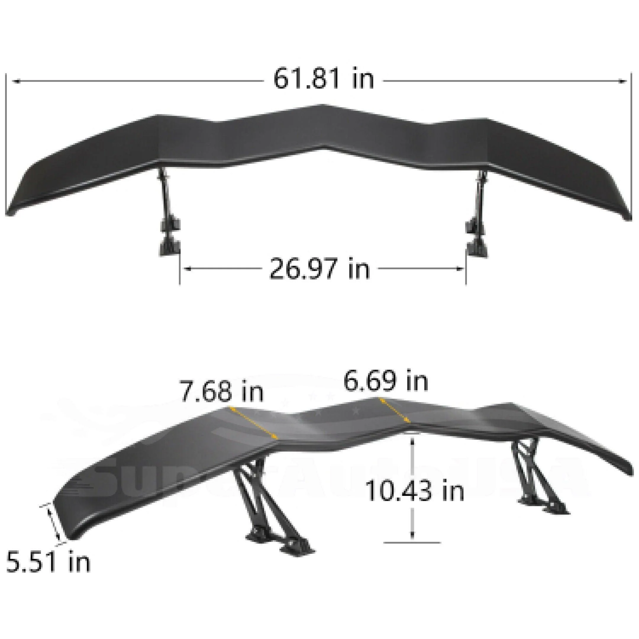 Universal Subaru WRX STI / BRZ / GR86 / FRS - GT Lambo Style Rear Trunk Wing Spoiler - Gloss Black - Image 5