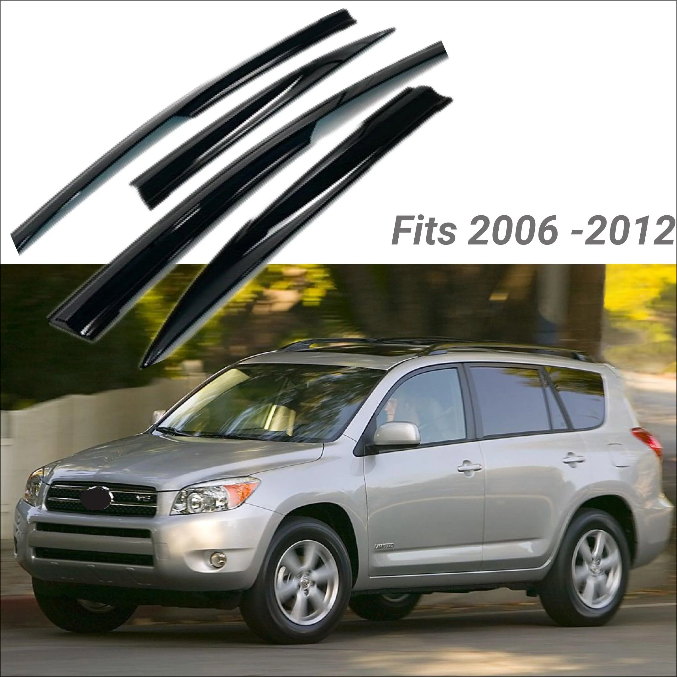 Fit 2006-2012 TOYOTA RAV4 3D Mugen Style Vent Window Visors Rain Sun Wind Guards Shade Deflectors - Image 2